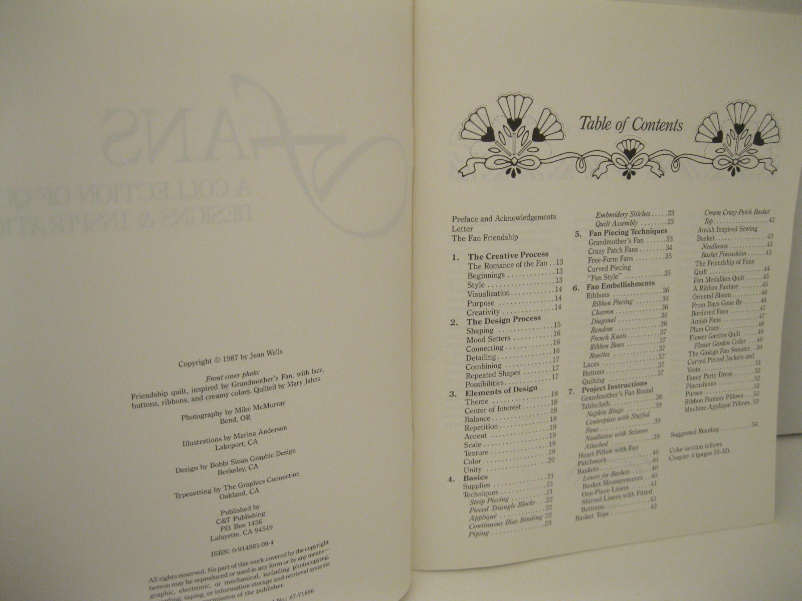 FANS A COLLECTION OF QUILT DESIGNS AND INSPIRATIONS BY JEAN WELLS SOFTCOVER 1987