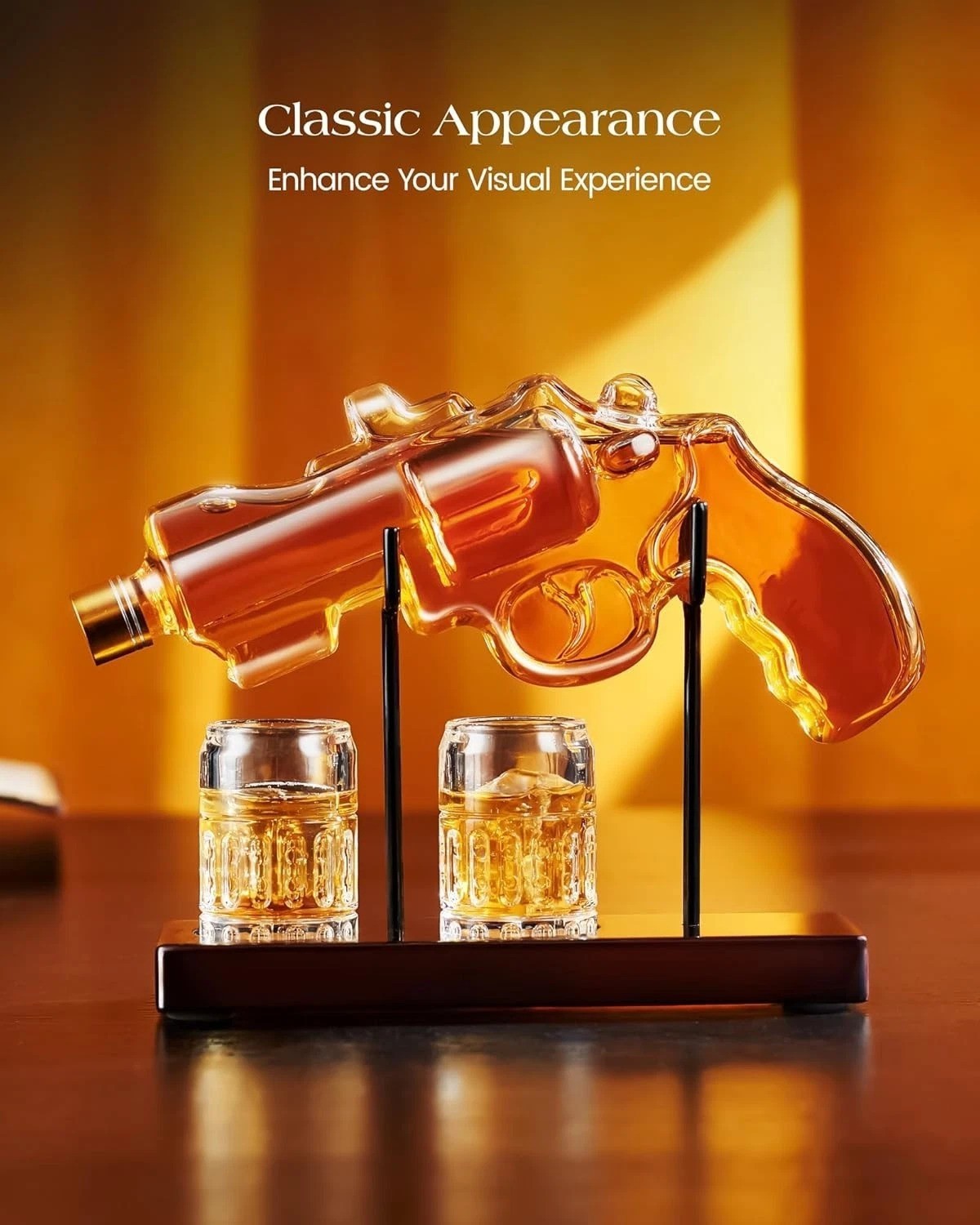 Luxury Gun-Shaped Whiskey Decanter with Glasses – Ideal for Him, 9 oz Capacity