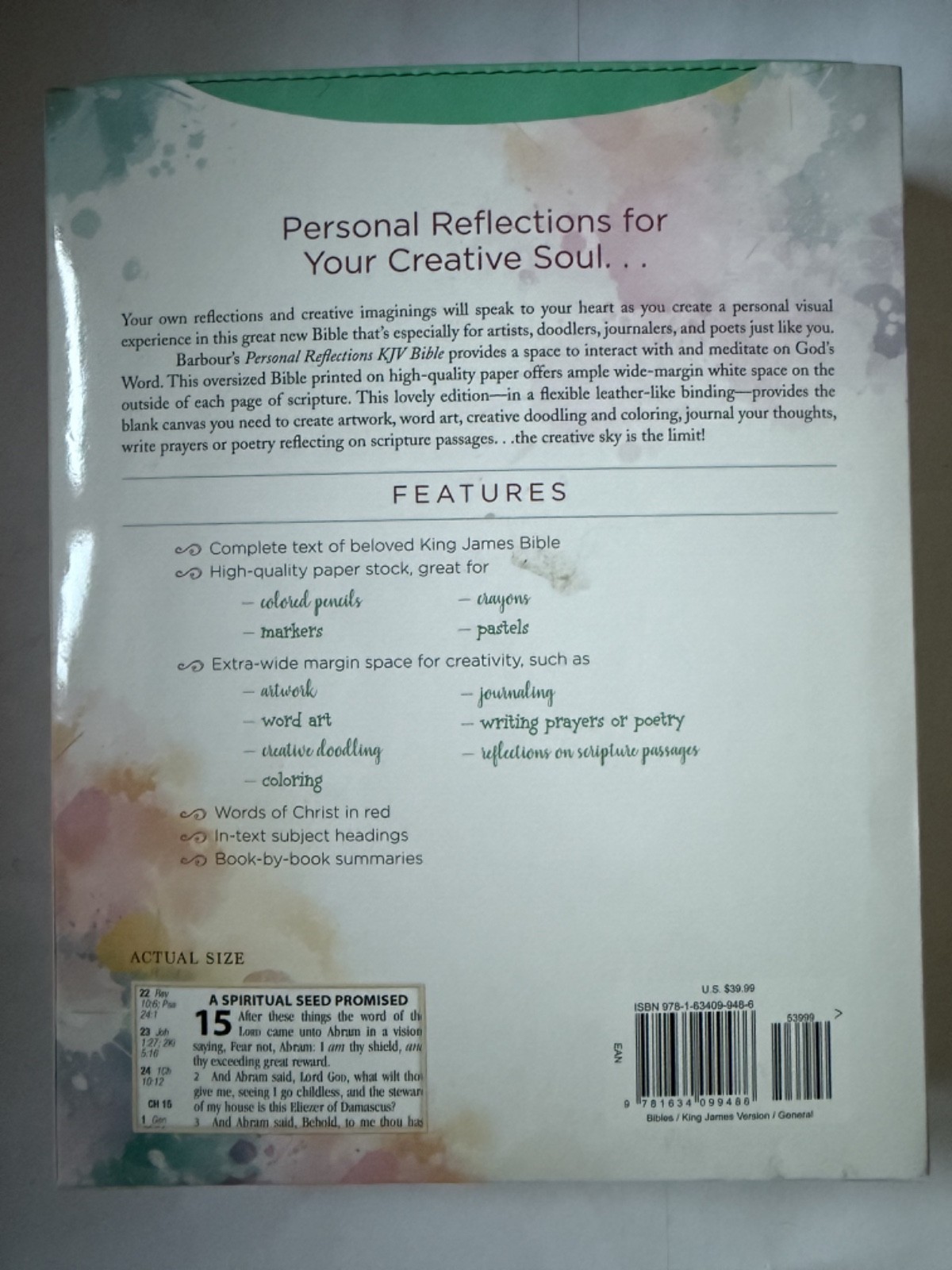 Brand NEW King James Personsal Reflection Edition Bible for Journaling
