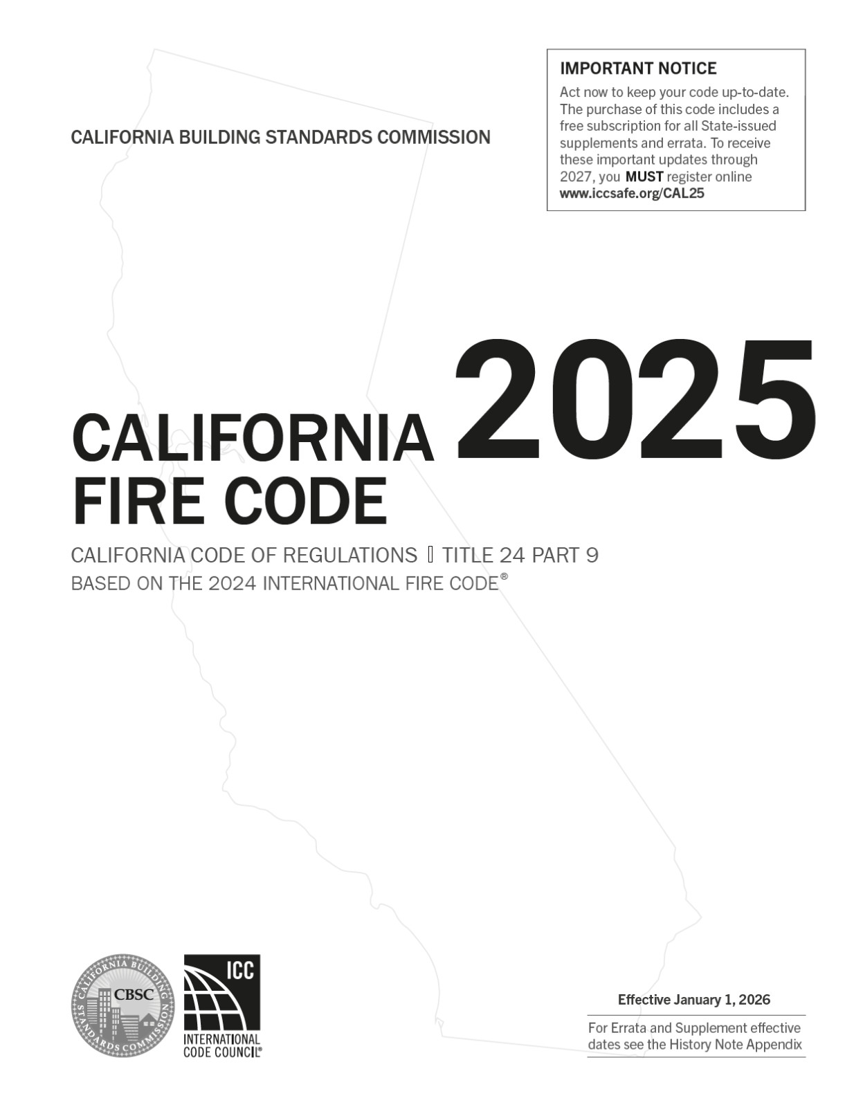 2025 California Fire Code, Title 24, ISBN 9781967590100