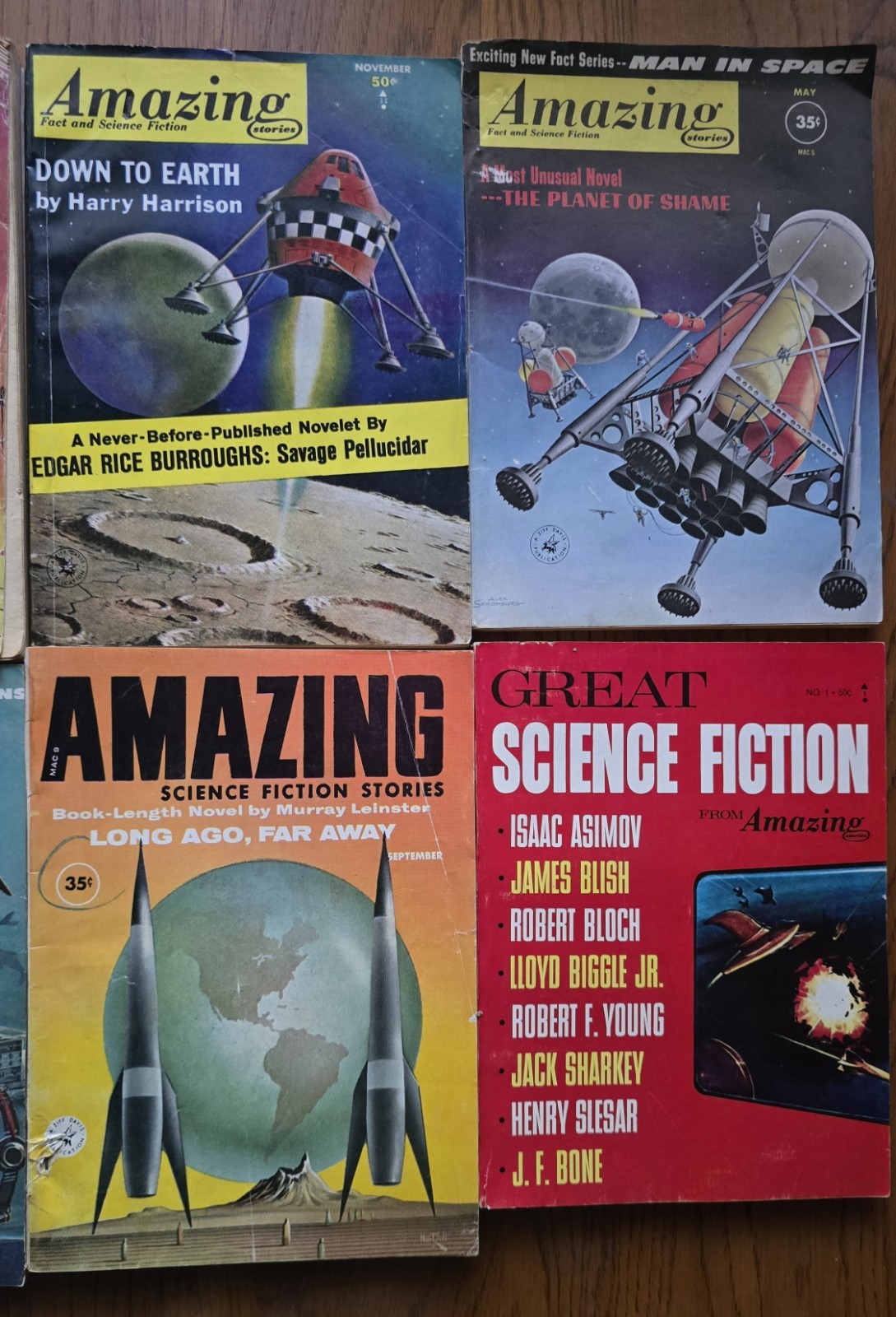 Amazing Stories Fact And Science Fiction 1960s Vintage Sci-Fi pulp magazine Lot