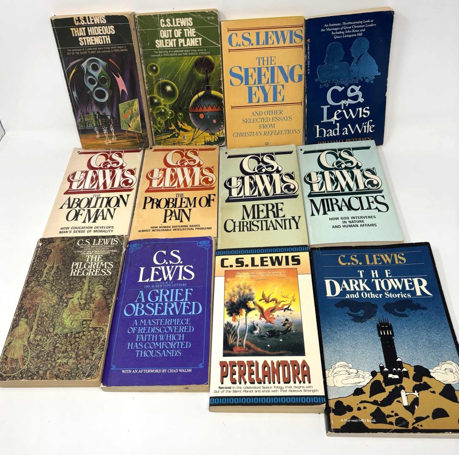 Lot of 12 C S Lewis Books Vintage Paperback Christian Fantasy Theology