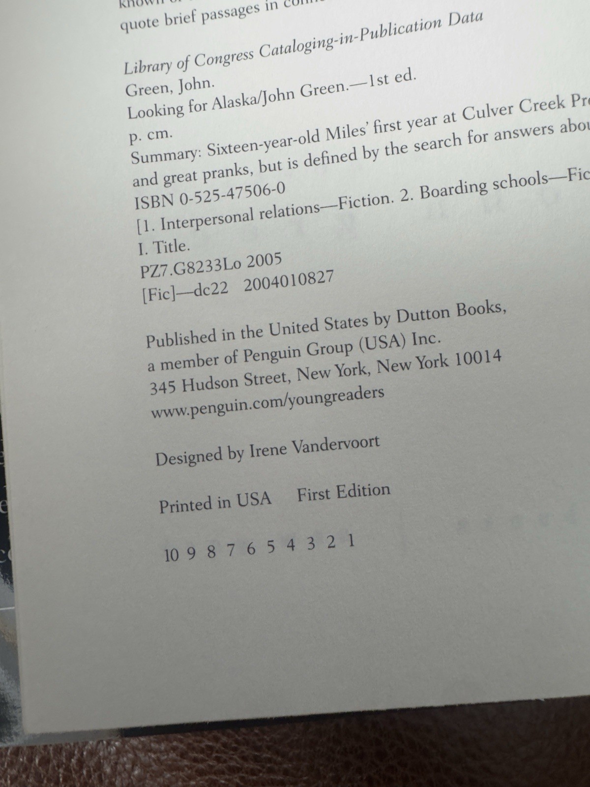 FIRST EDITION Looking for Alaska by John Green (Hardback) 1st