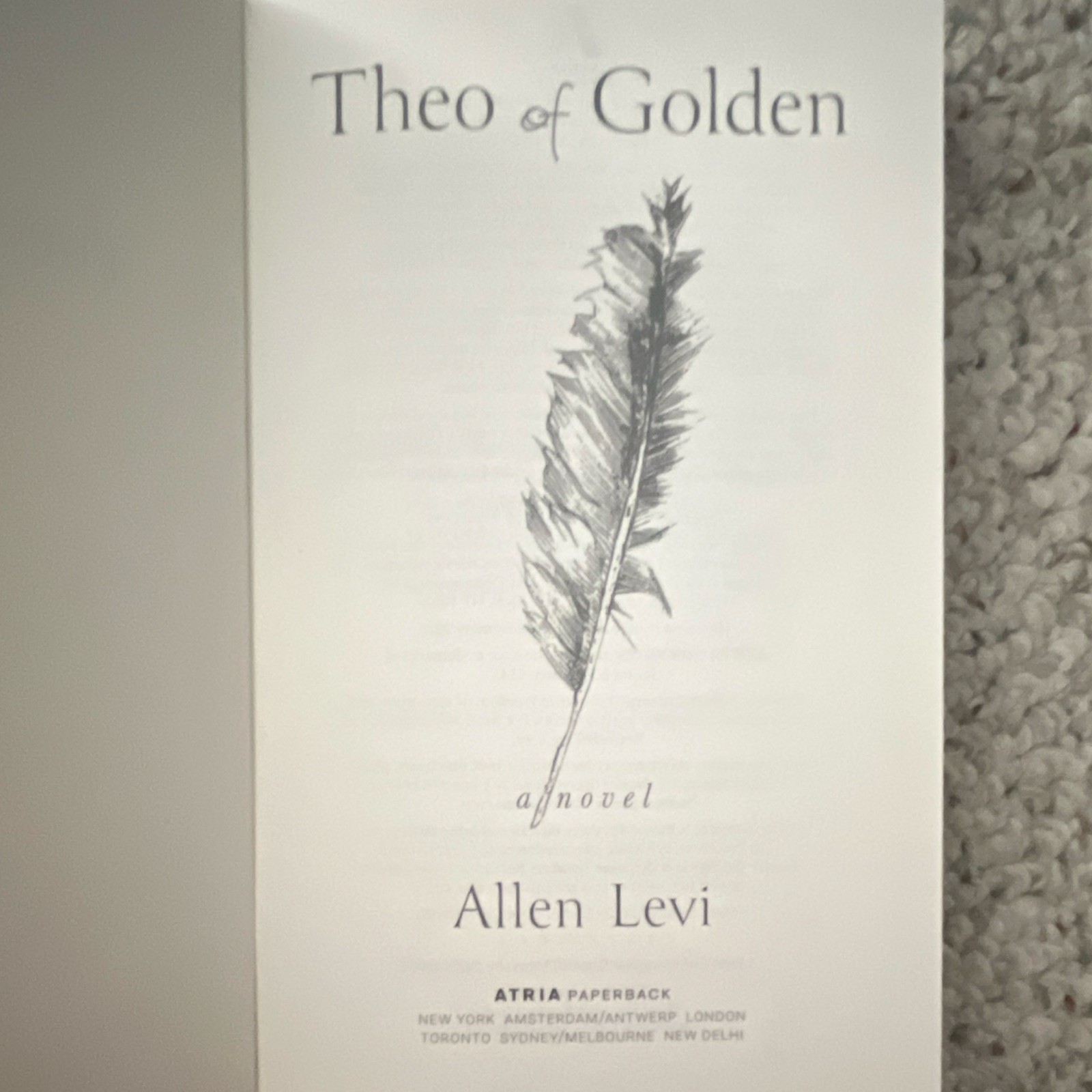 Allen Levi Theo of Golden Paperback Fiction Novel English Atria Paperback