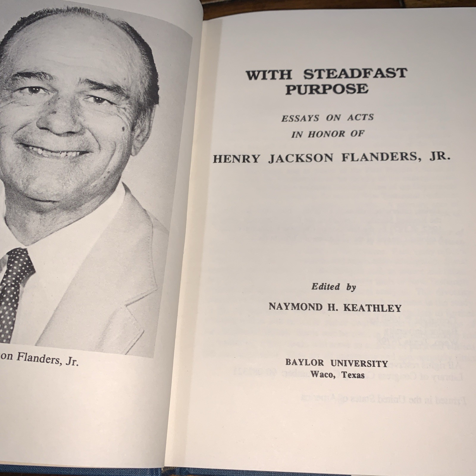 with steadfast purpose essays on acts in honor of henry jackson flanders jr boo