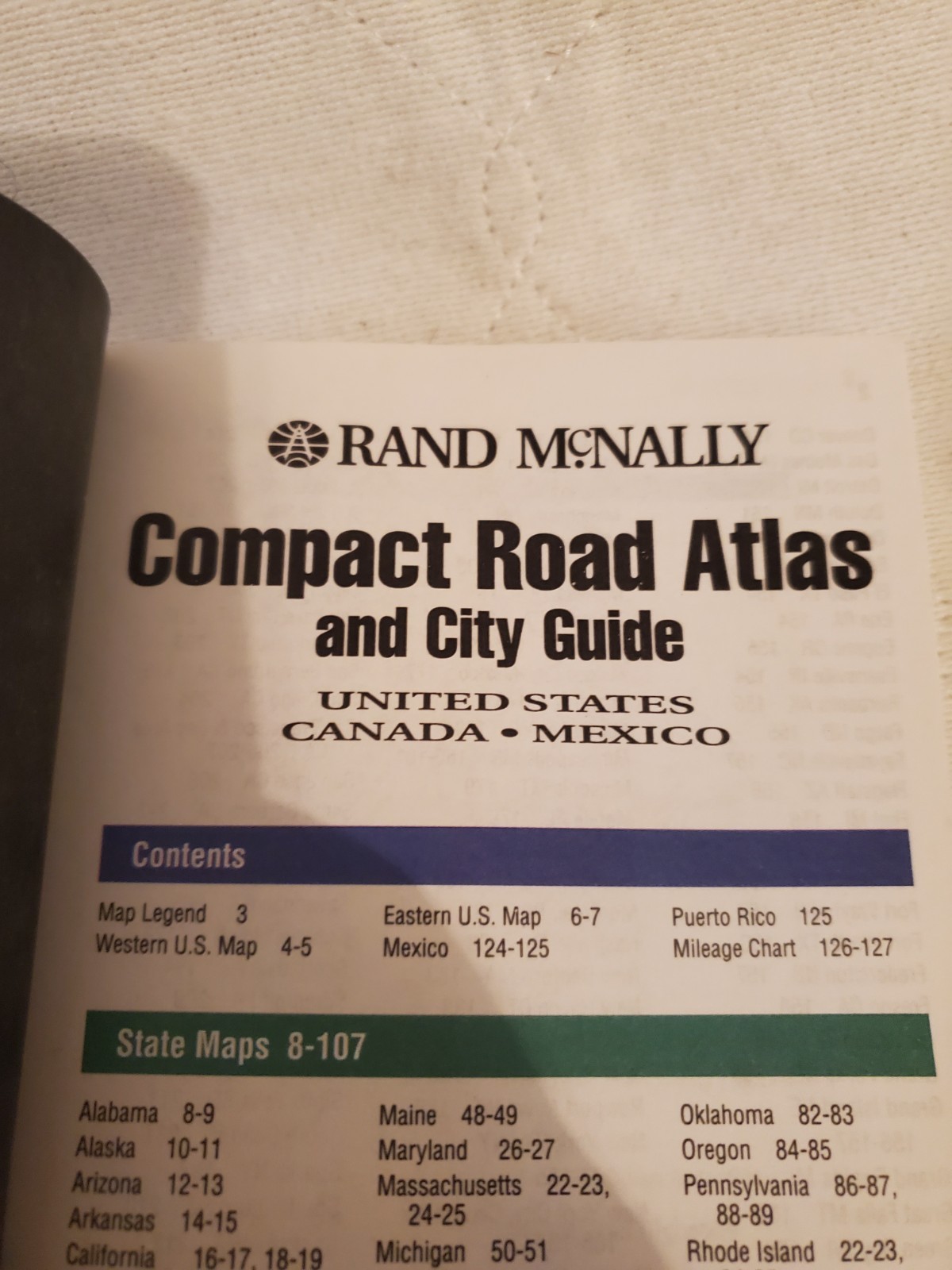 RAND MCNALLY COMPACT ROAD ATLAS UNITED STATES CANADA MEXICO 1998 Cabletron