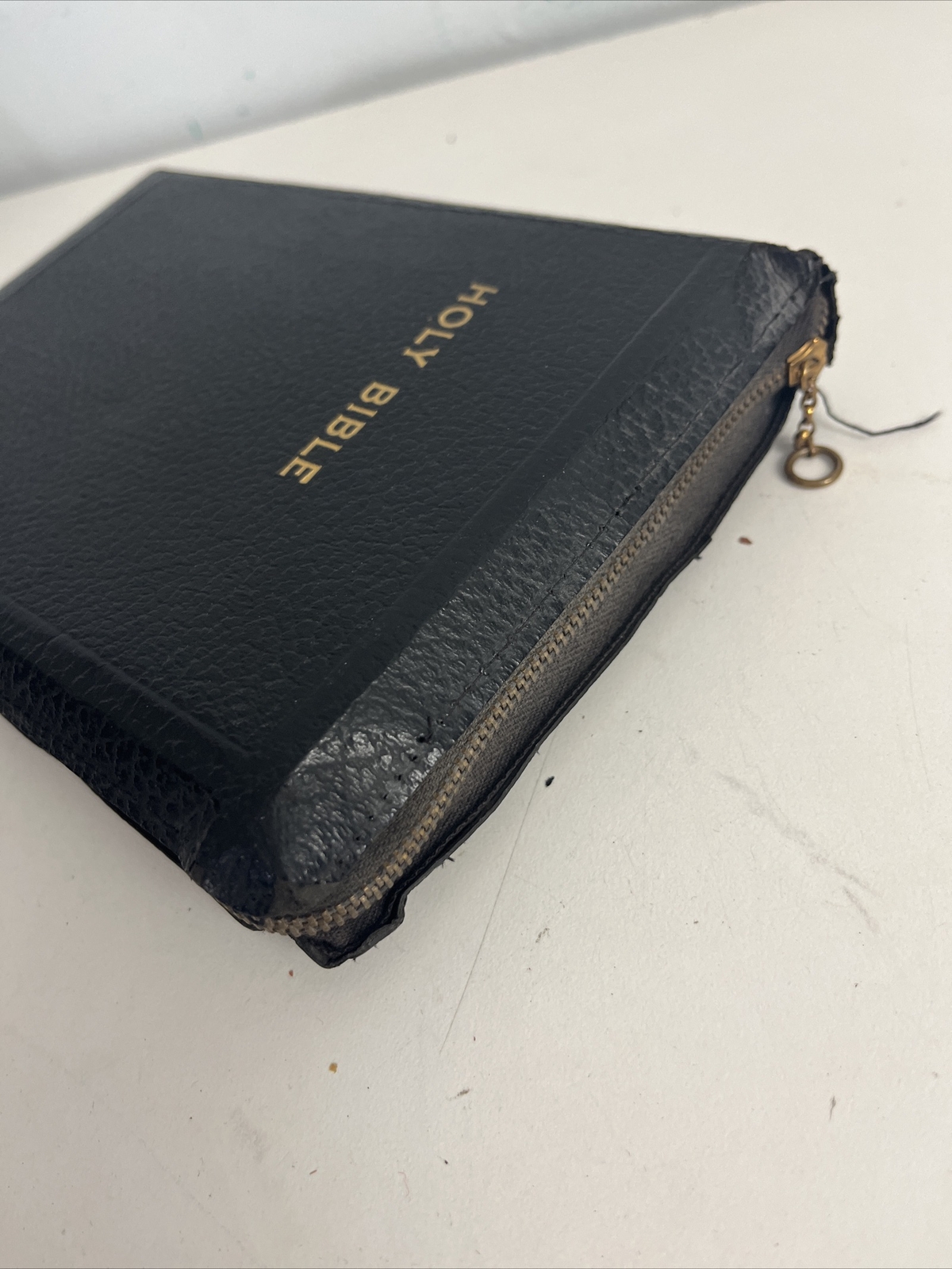 Bible KJV Zip Leather Original Tongues Antique VTG American Society