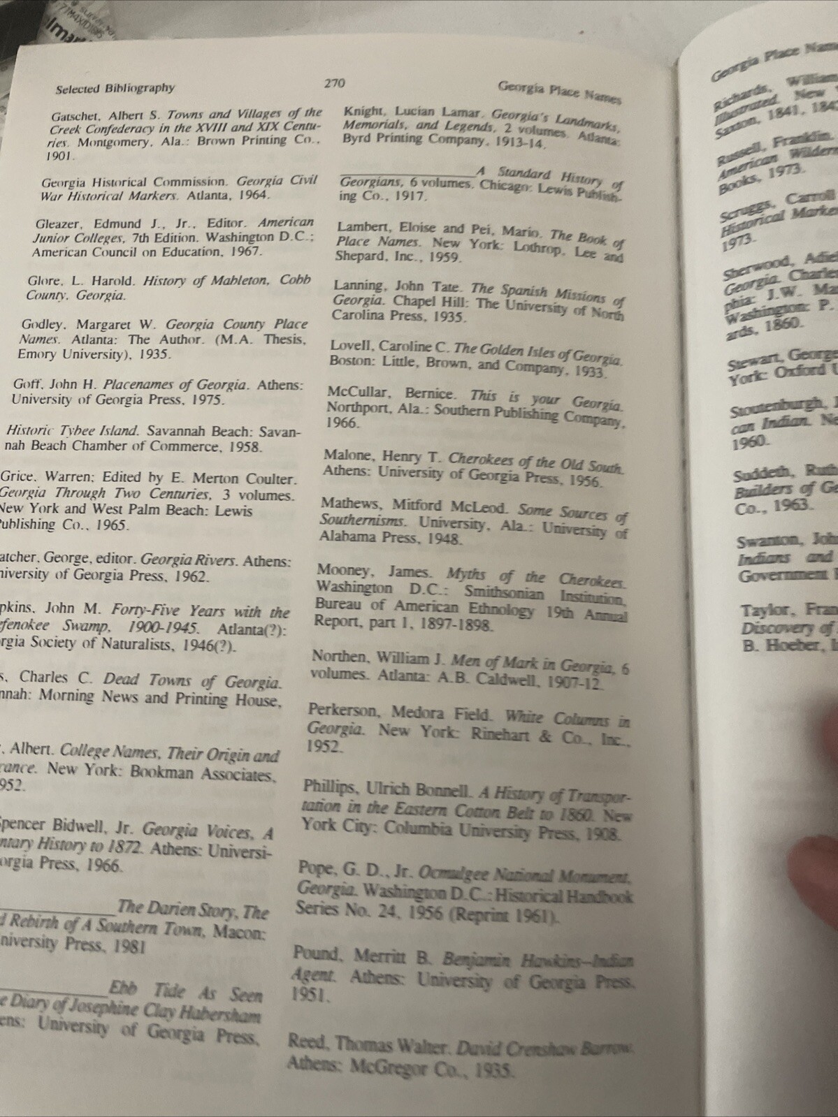 Georgia Places-Names Krakow, Kenneth 1994 Hardcover Edition Georgia Interest