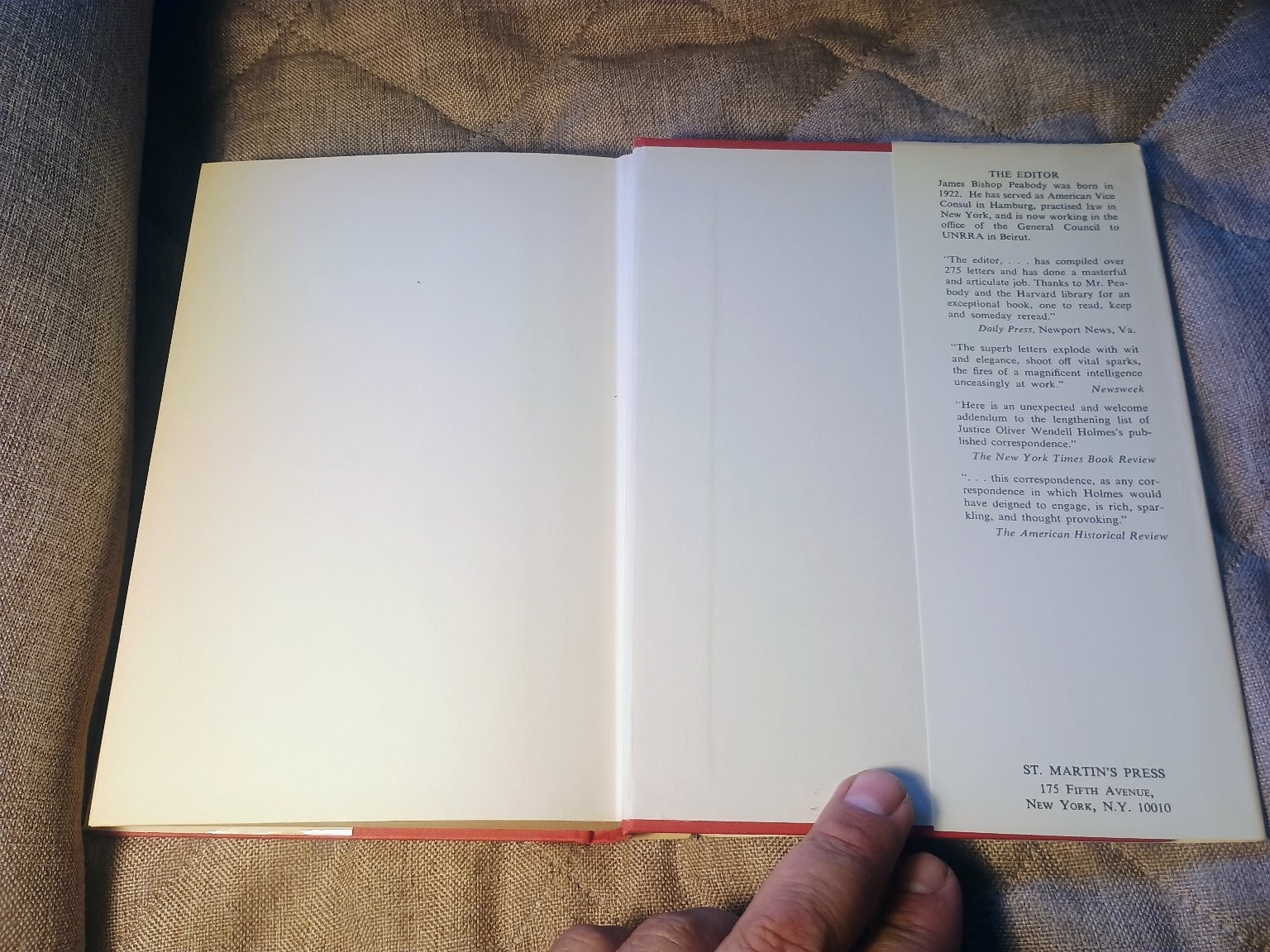 Holmes-Einstein Letters Peabody 1965 Second Printing History St. Martin’s Press
