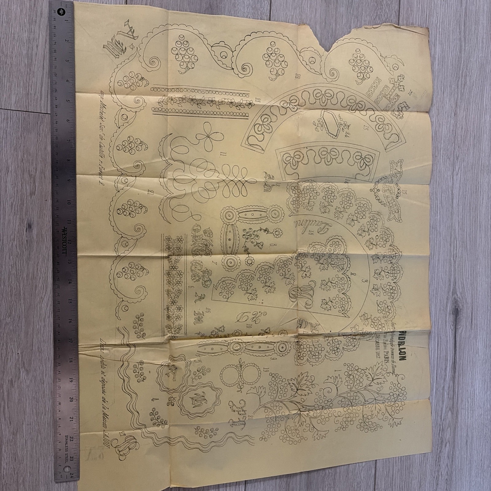 Rare Antique 1857 French Embroidery Pattern Cendrillon Journal Maison Sajou
