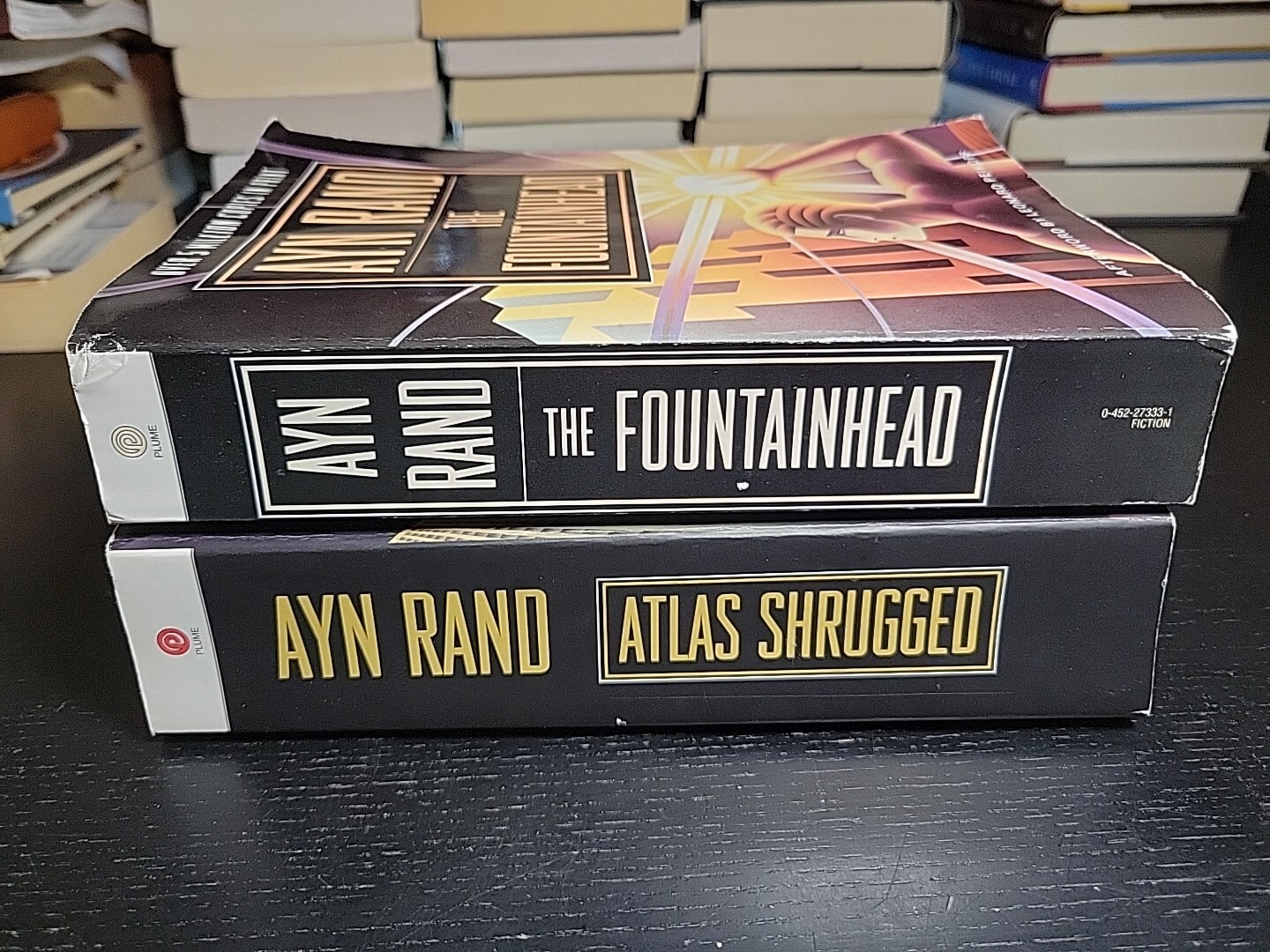 Lot of 2 Ayn Rand THE FOUNTAINHEAD & ATLAS SHRUGGED Plume Books Leonard Peikoff