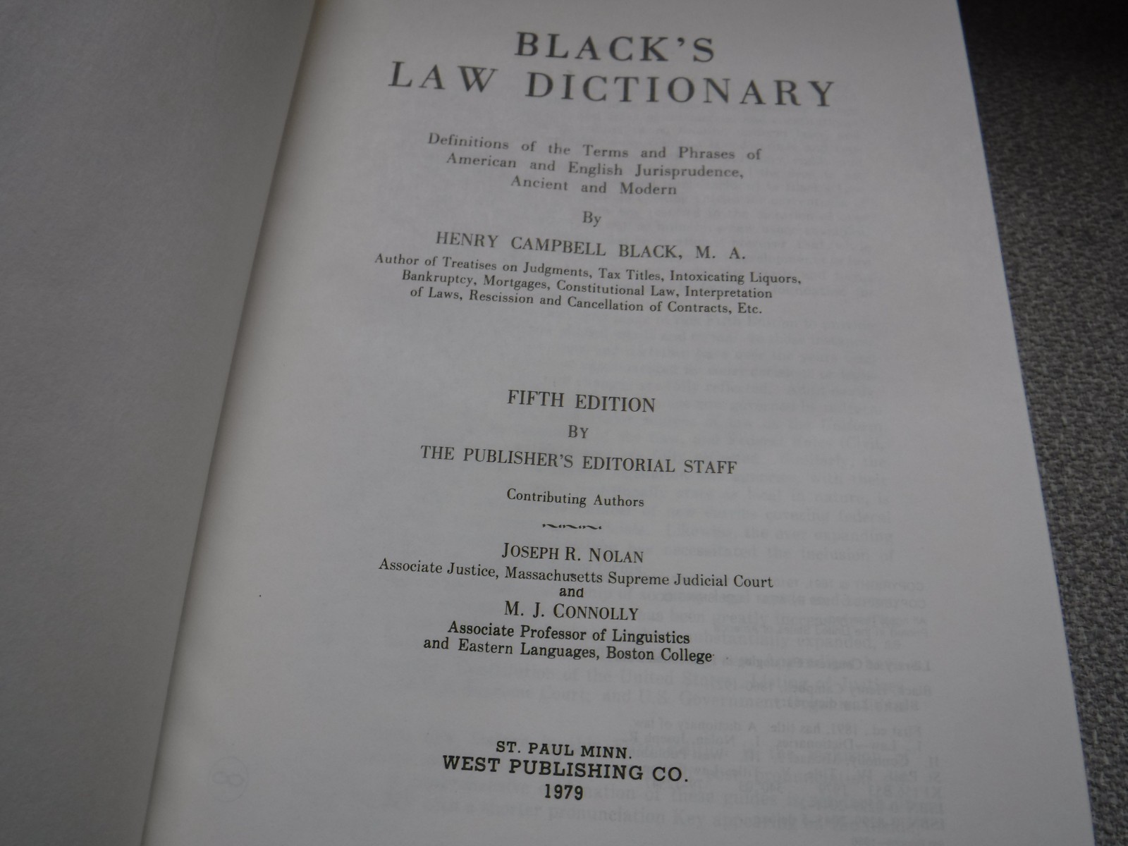 Black’s Law Dictionary Fifth Edition with Pronunciations 1979 Hardcover West Pub