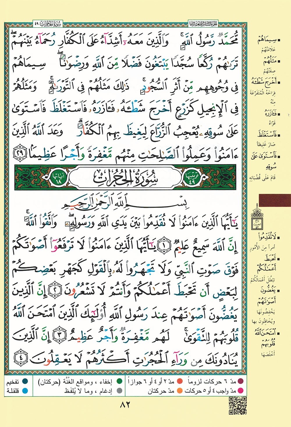 Tajweed Quran – Rub‘ Yaseen – Color-Coded Letters – Arabic – QR – 7×9.5 in