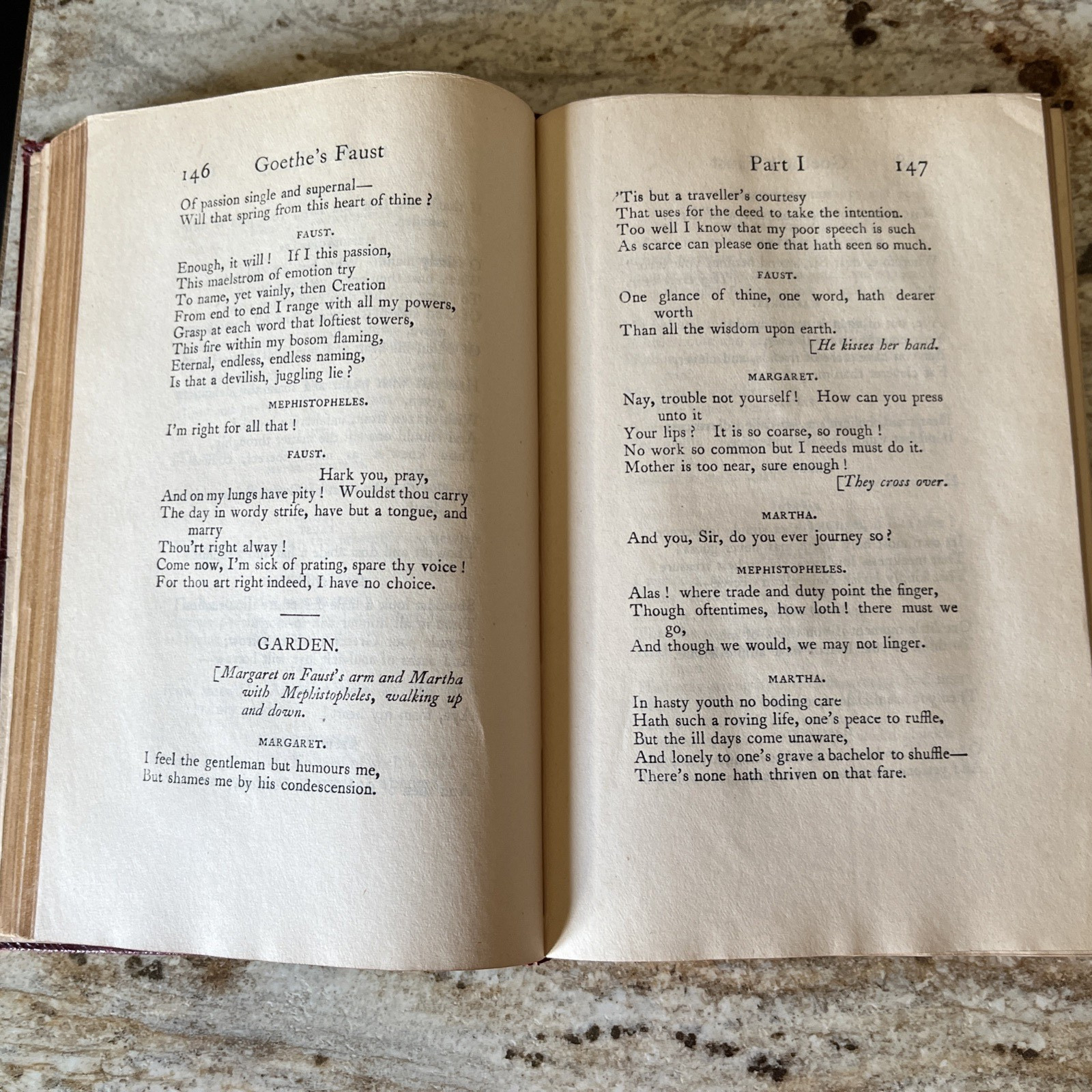 Antique Book Goethe’s Faust Parts I & II 1919 Red Leather Printed Great Britain