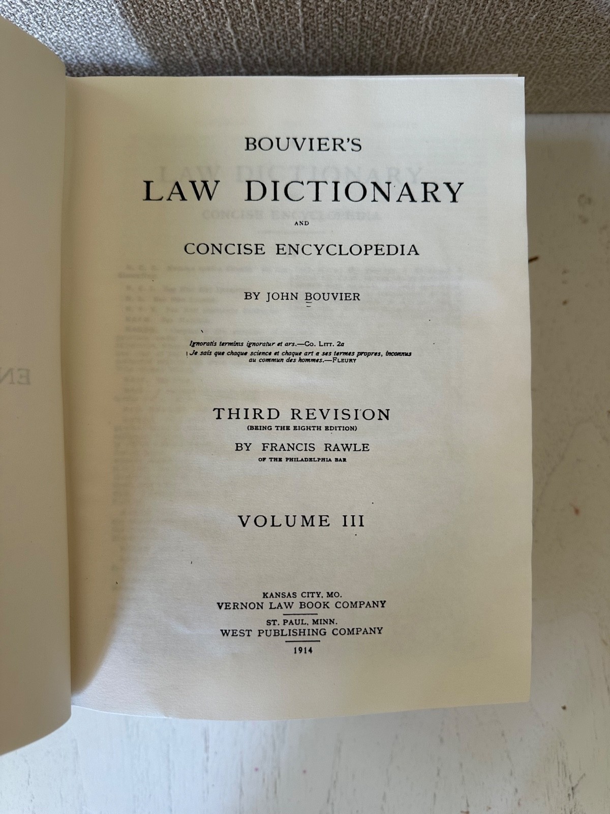 Bouviers Law Dictionary 3 Volume Set 1914 Leather Bound Reprinted 2018 *Excellan