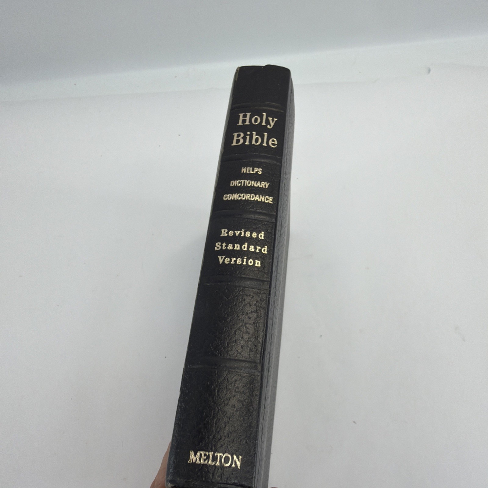 VTG 1971 Holy Bible Black Genuine Leather Revised Standard Version Melton No Rl