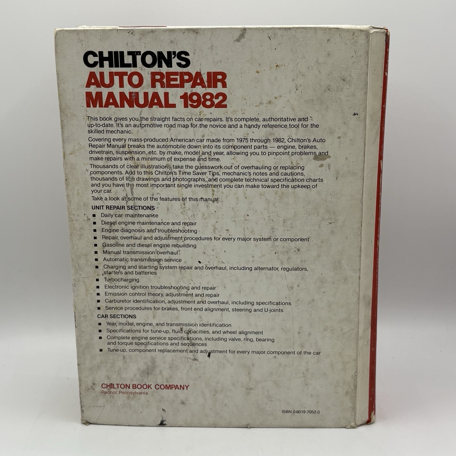 Chiltons Auto Repair Manual 1982 – Hardcover – GOOD