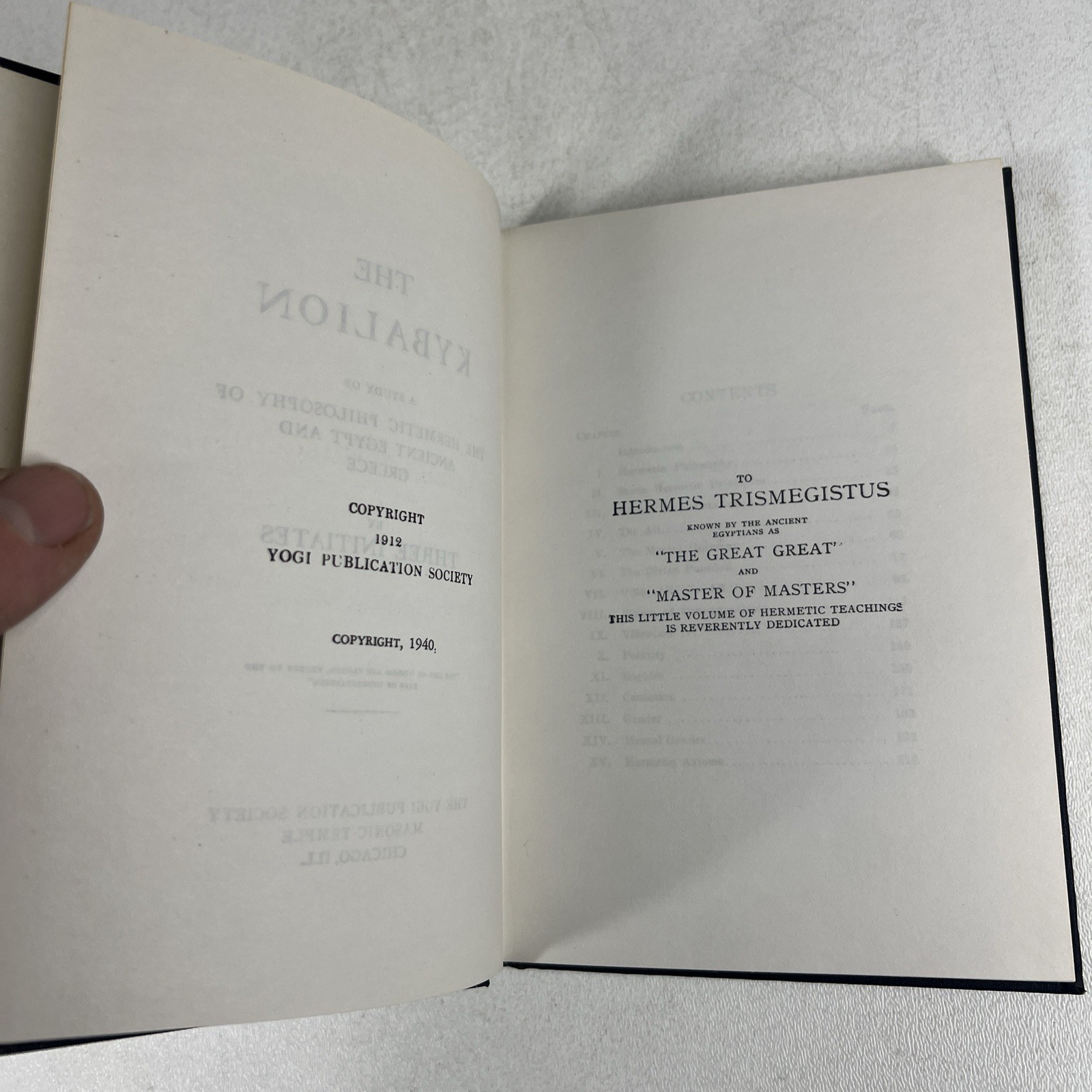 The Kybalion Hermetic Philosophy 1940 Three Initiates Yogi Publication Society