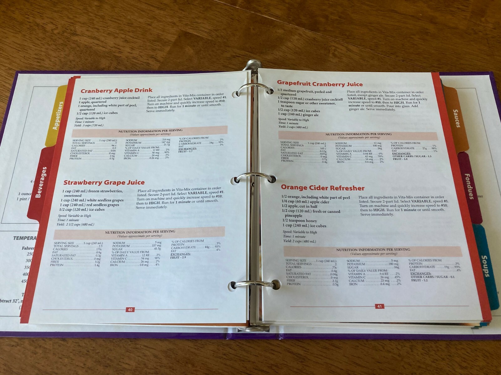 Vita-Mix Whole Food Recipes For Better Living Cookbook 3 Ring Binder Hardcover