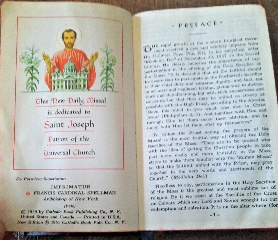 Saint Joseph Daily Missal Rev. Hugo H. Hoever 1961 Revised Edition Catholic Book
