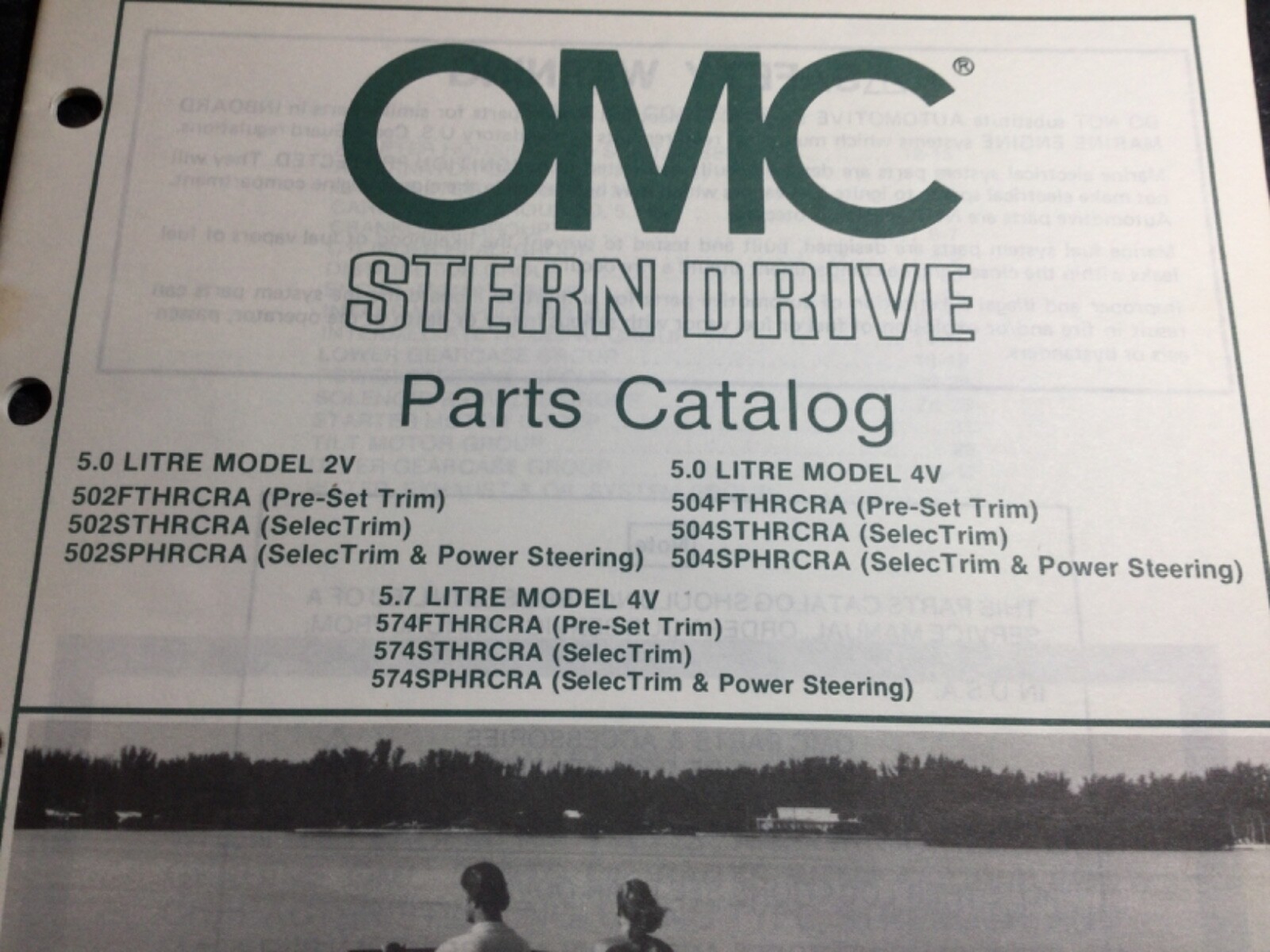 1984 OMC 5.0L & 5.7L V8 Stern Drive Parts Catalog GM 305 & 350 C.I 2V & 4V