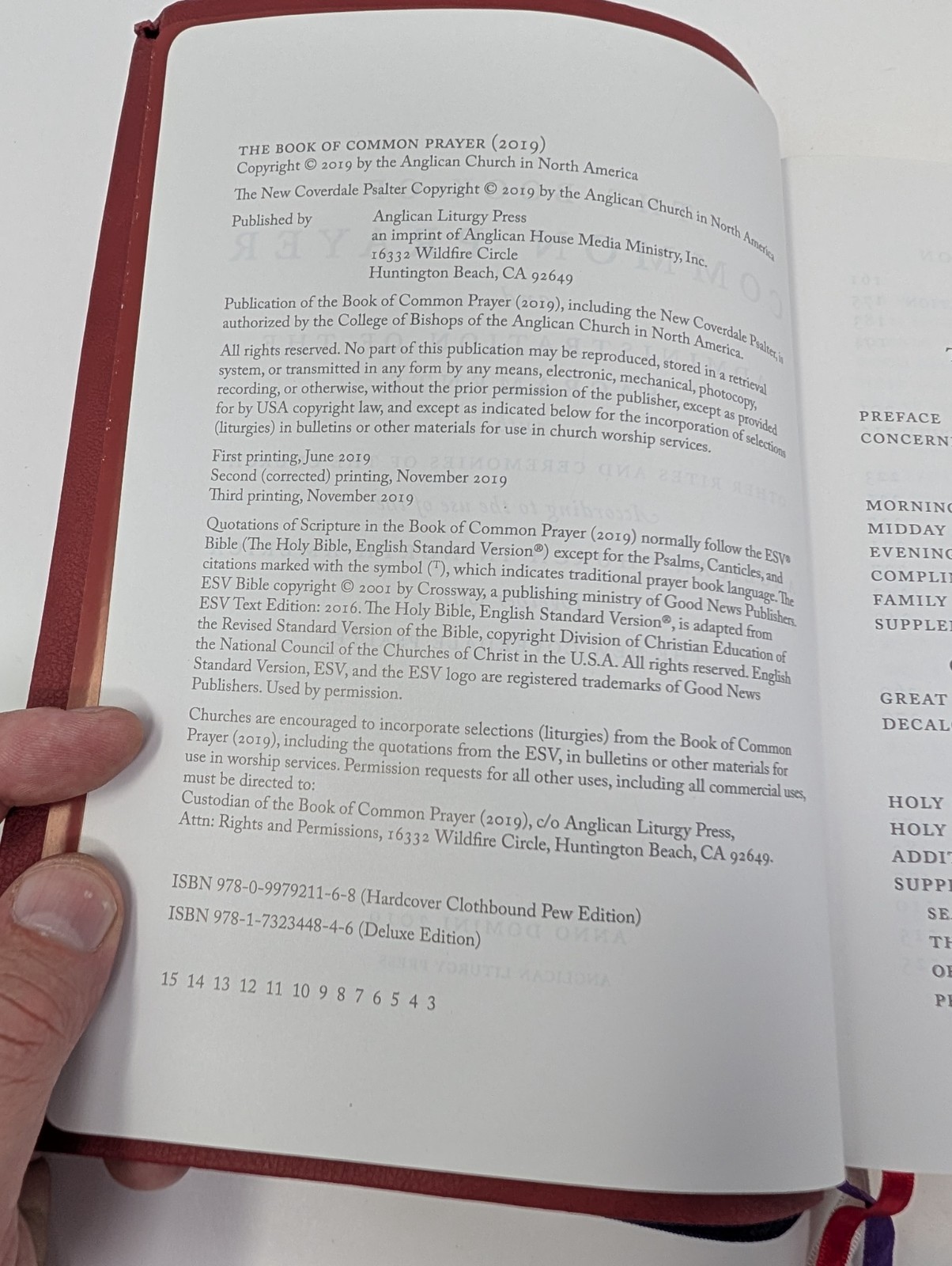 Book Of Common Prayer 2019 ACNA Red Faux Leather Deluxe Edition Anglican