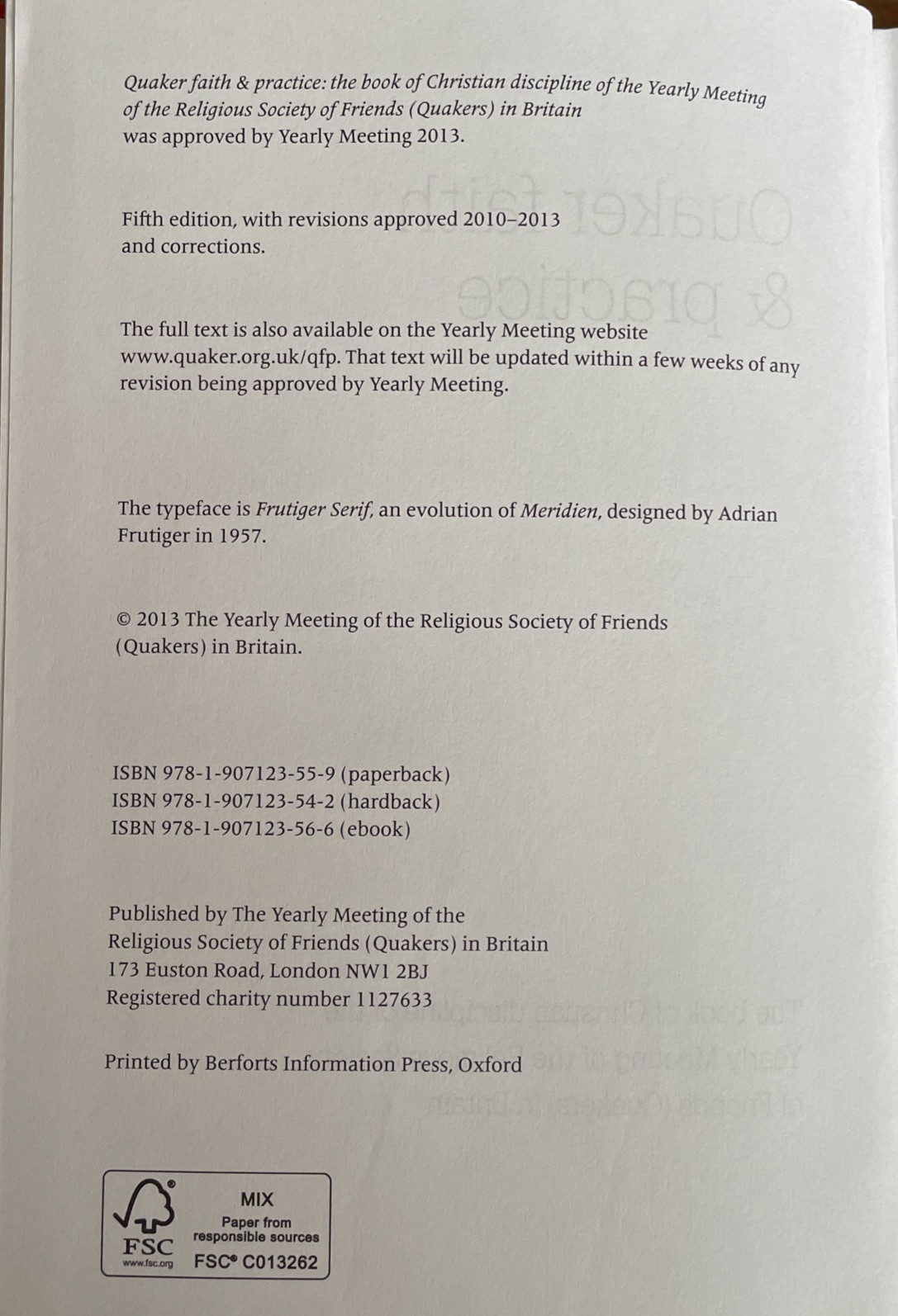 Quaker Faith & Practice: The Book of Christian Discipline 5th Edition Hardcover