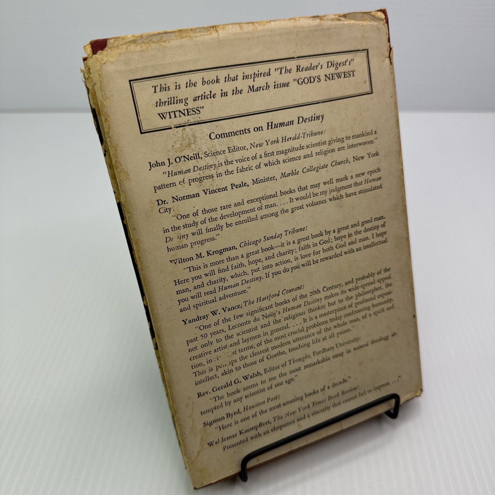 Human Destiny Lecomte du Nouy Hardcover 1947 Longmans Green and Co.
