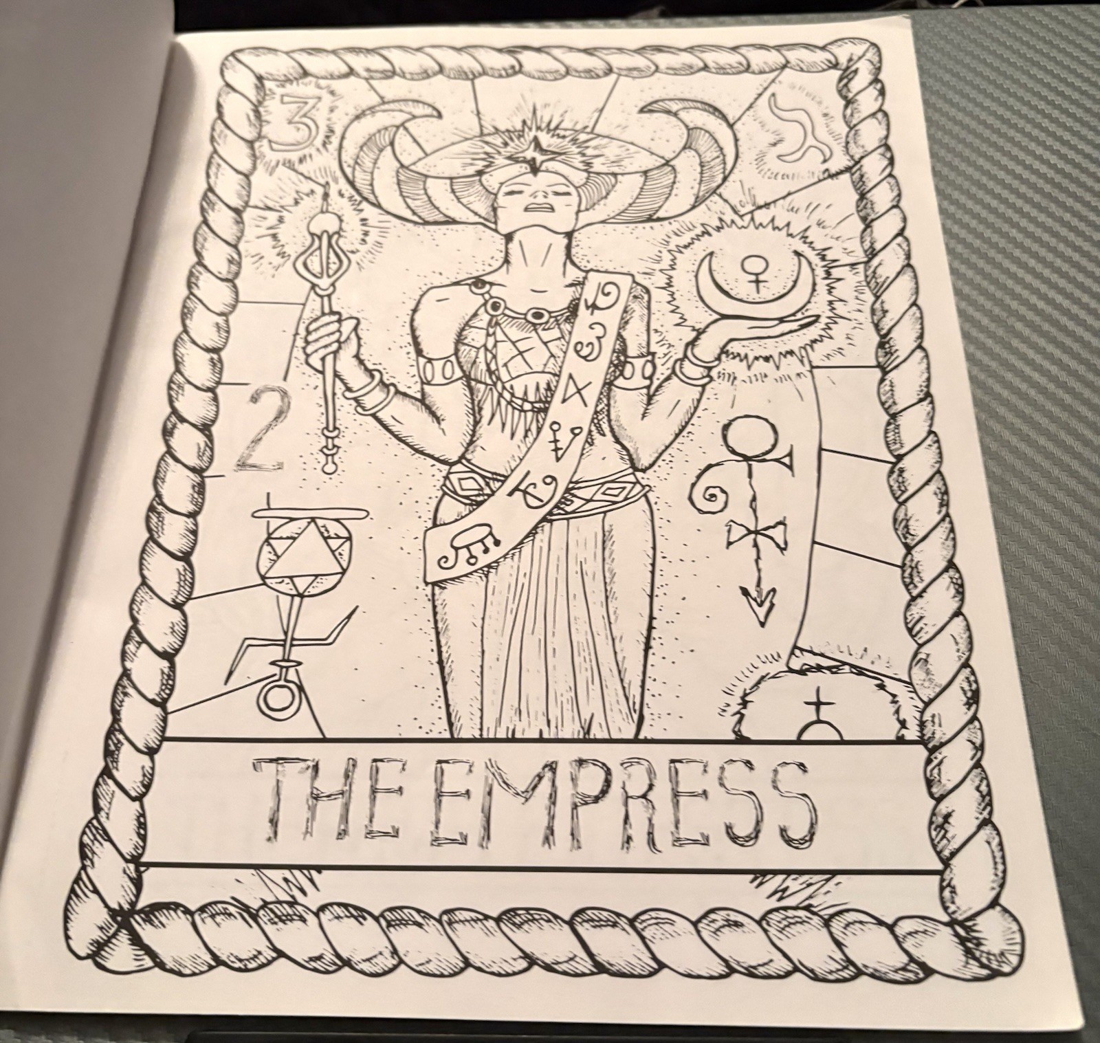 Witchcraft Coloring Book – 20 Perforated Pages Pentagram Tarot Cats 1 Page Used