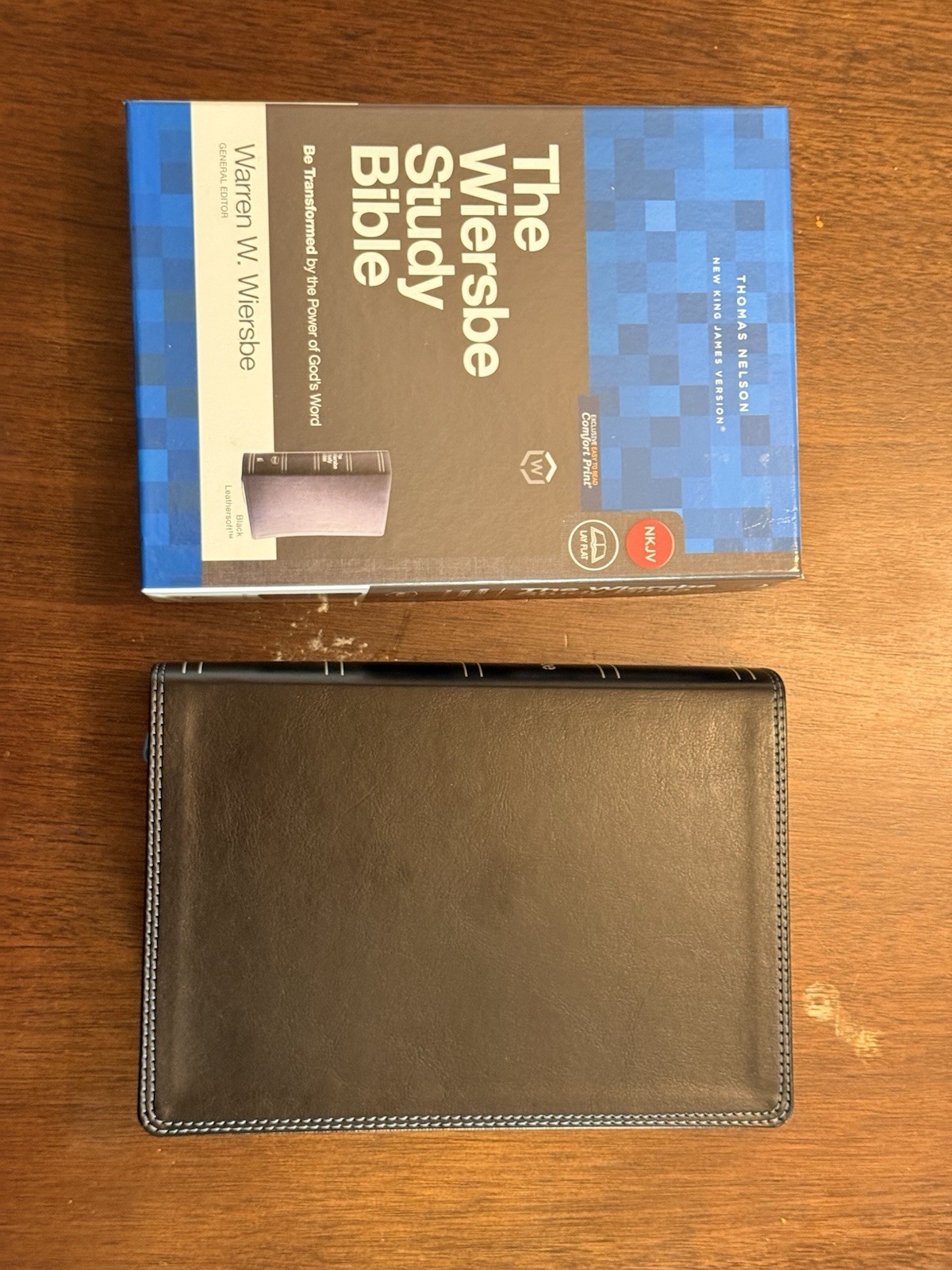 Wiersbe Study Bible – NKJV Black Leathersoft/Comfort Print New! Free Shipping