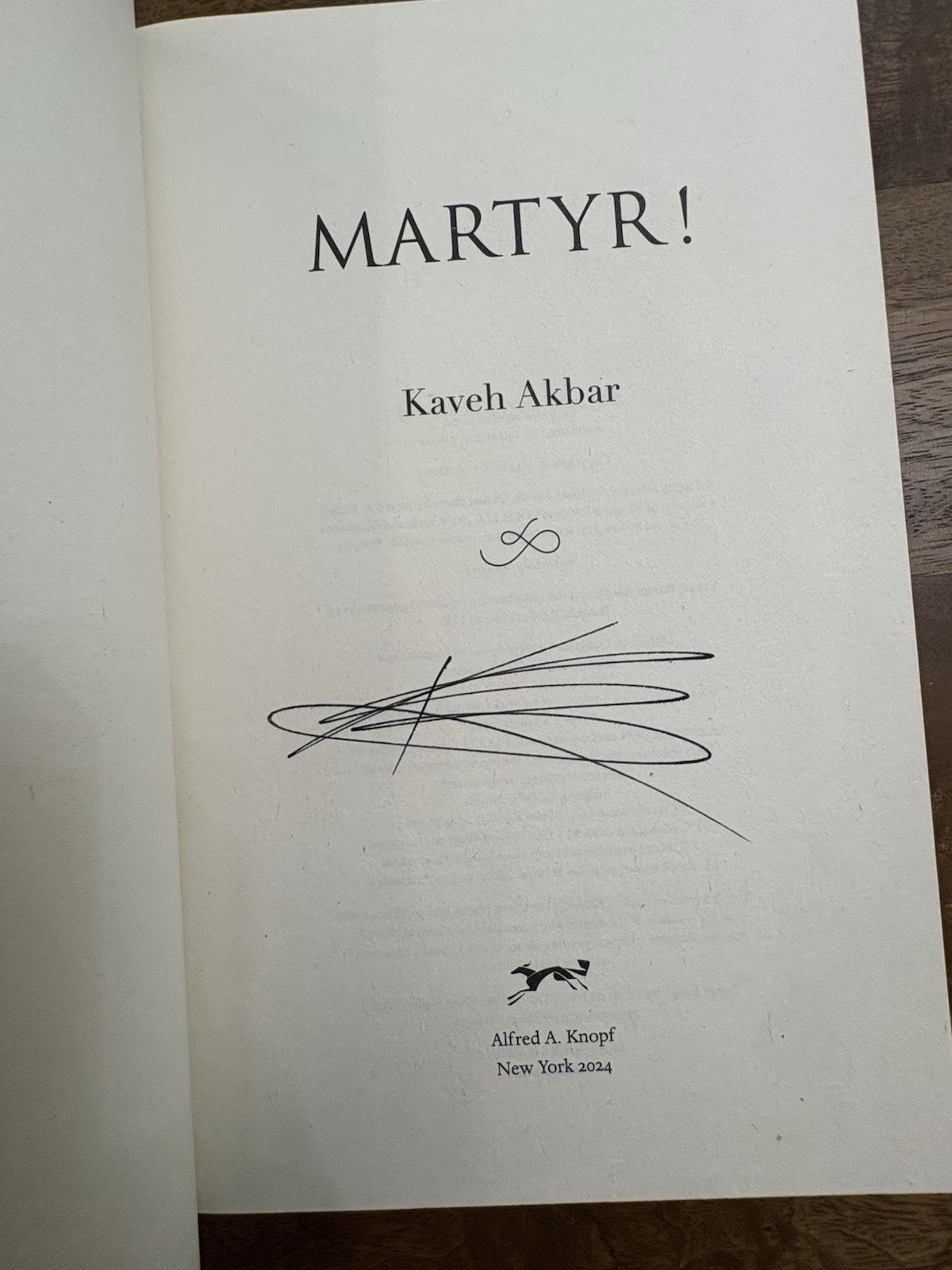 Martyr Kaveh Akbar Signed First Edition 2024 Hardcover