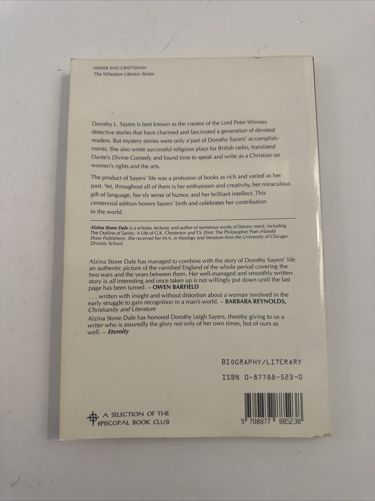 Wheaton Literary Ser.: Maker and Craftsman : The Story of Dorothy L. Sayers…