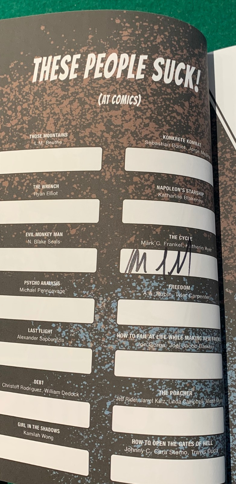 We Suck At Comics An Anthology Vol. 1 Rejection MARK C FRANKEL SIGNED 2023