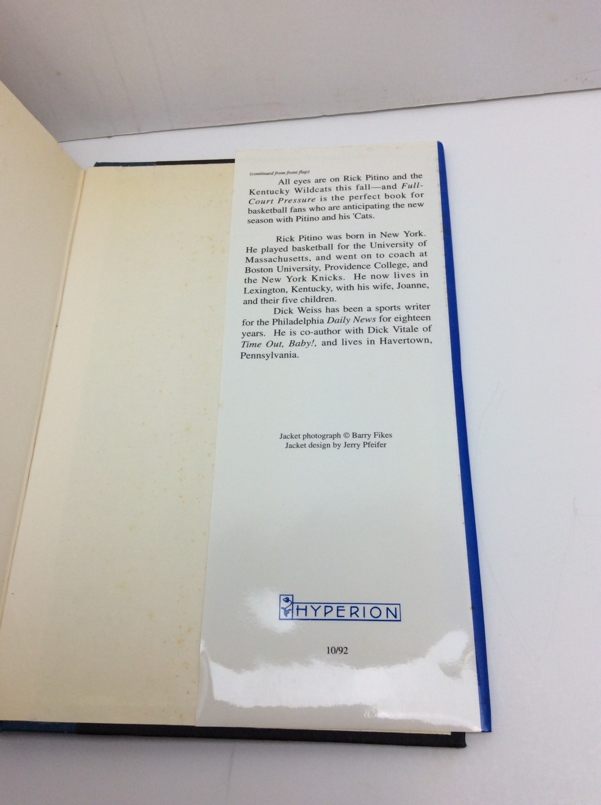 Full-Court Pressure: A Year In Kentucky Basketball – Book Signed By Rick Pitino