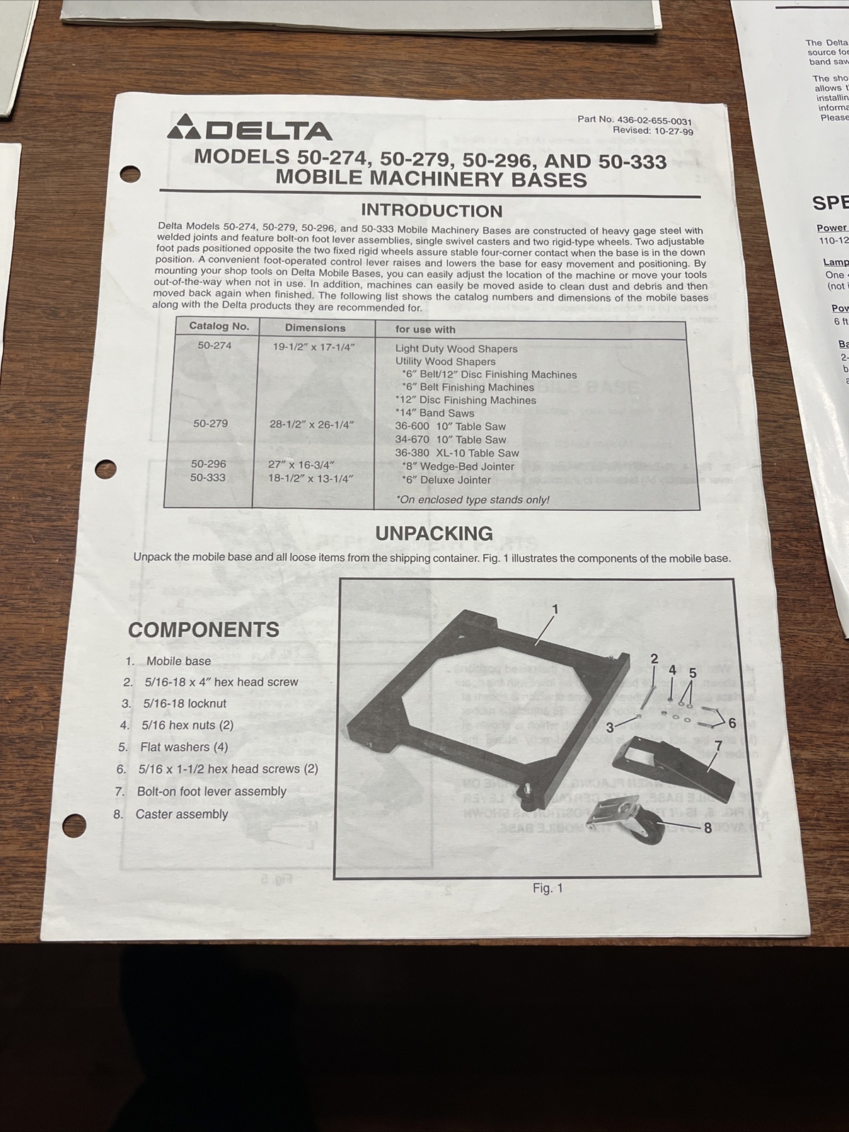 Delta ORIGINAL Instruction Manuals! Belt Sander band saw drill press planer MORE
