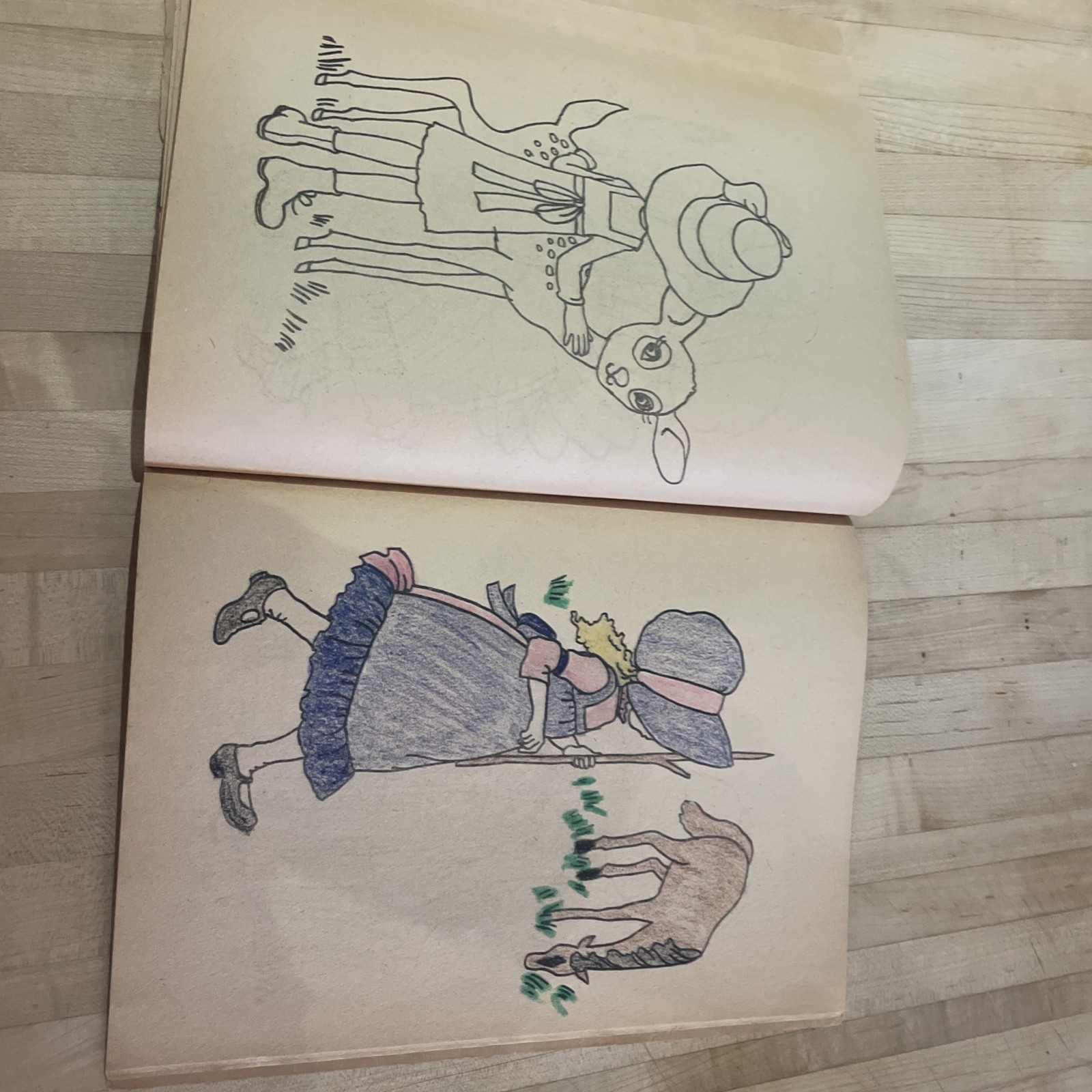 Holly Hobbie Nature Friend Coloring Book Vtg Aged Pages 1976 Slightly Distressed