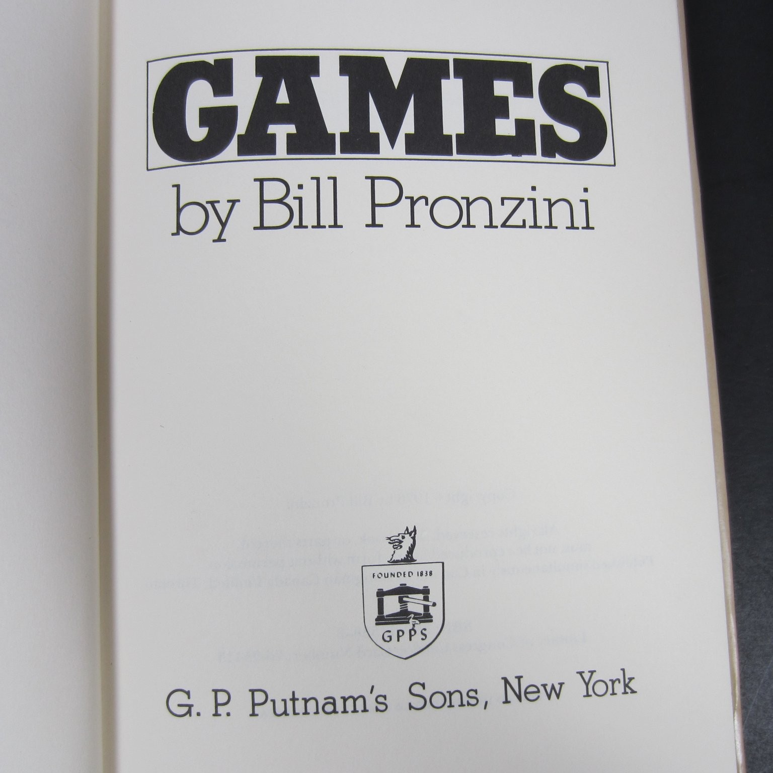 Games Bill Pronzini 1976 Suspense Thriller G. P. Putnam’s Sons HCDJ