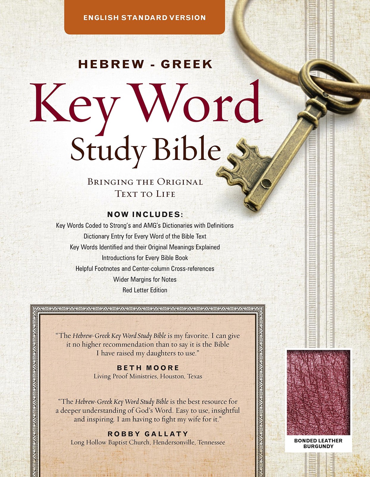 The Hebrew-Greek Key Word Study Bible: ESV Edition, Burgundy Genuine Leather