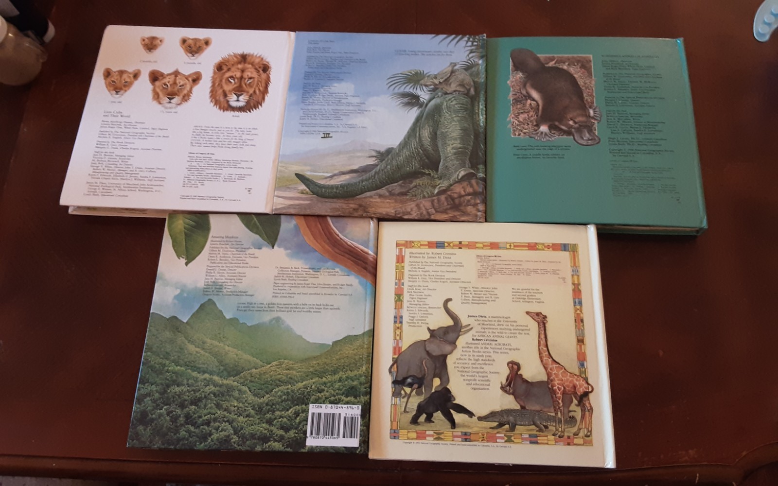 Dinosaurs National Geographic Action Book Lot 5 African Lion Australia Monkeys
