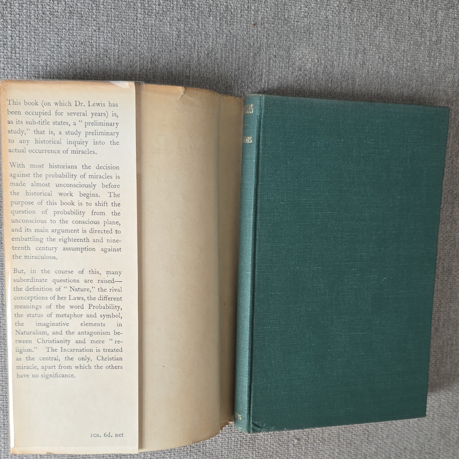 Miracles: A Preliminary Study C. S. Lewis Hardcover First Edition 1947
