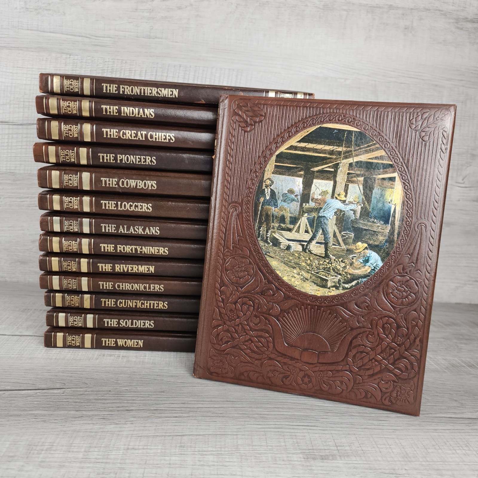 Lot of 14 Time Life Books The Old West Series Hardcover Brown Faux Leather