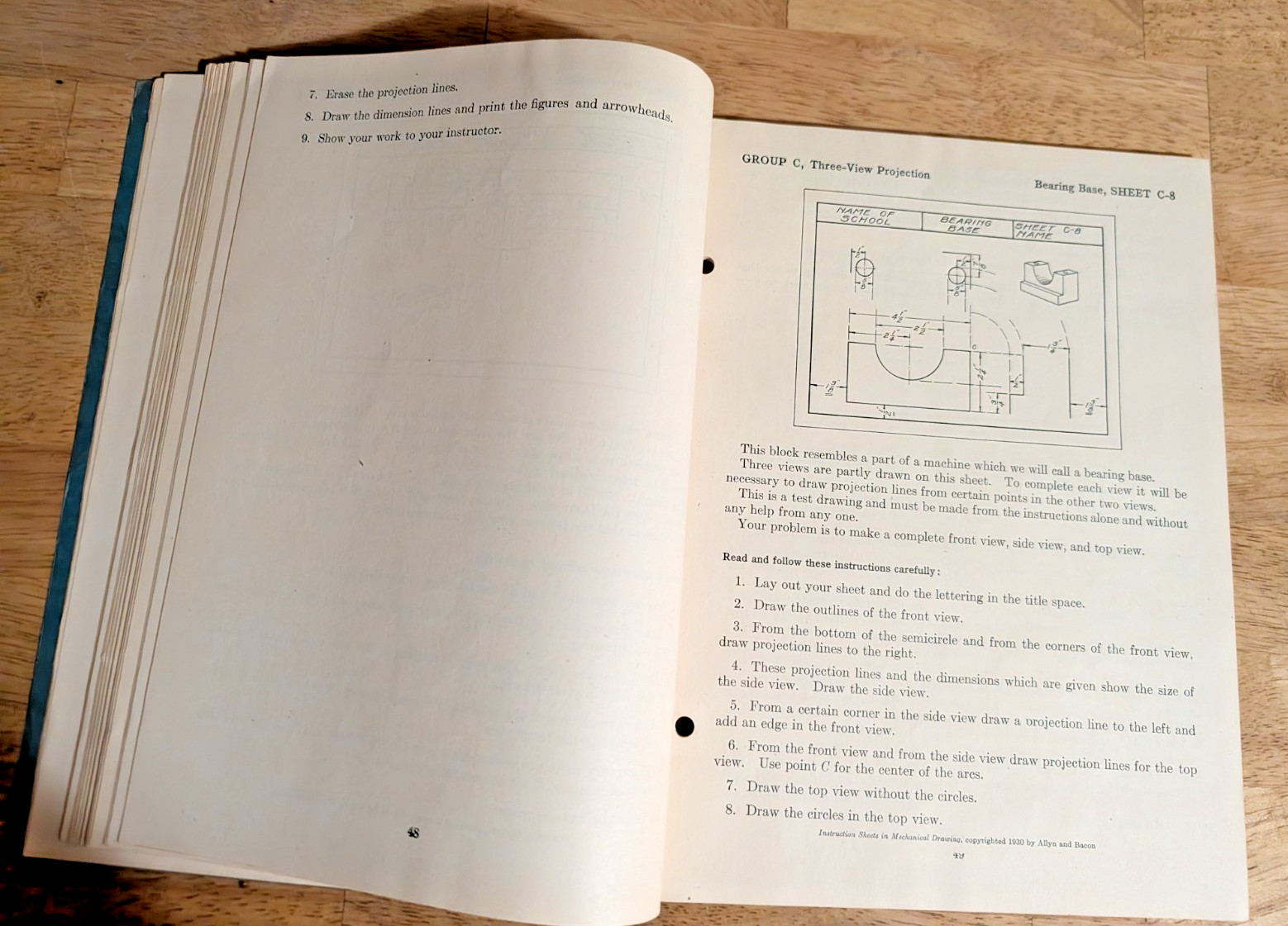 Instruction Sheets in Mechanical Drawing – Allyn & Bacon 1947 Drafting Manual