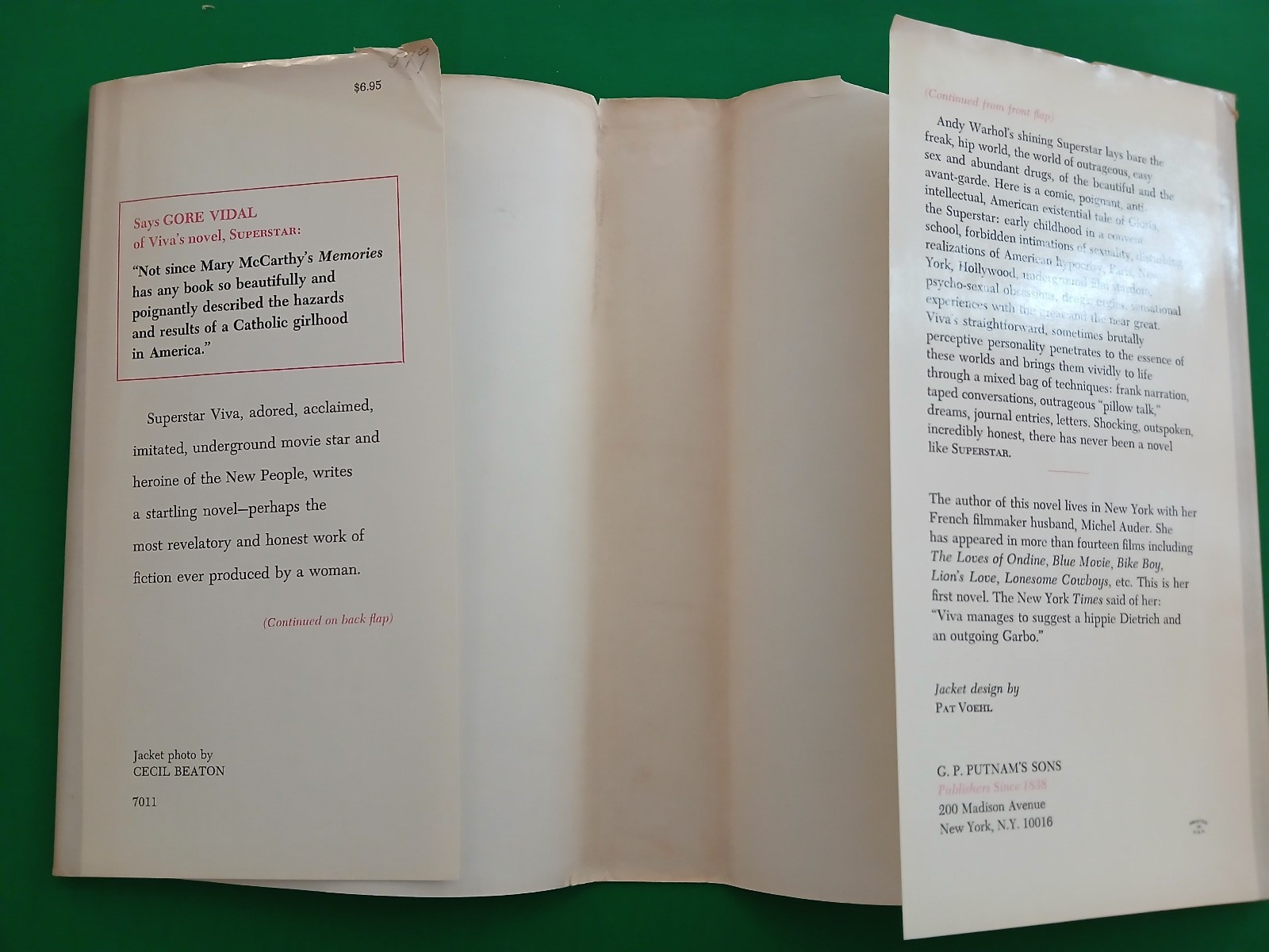 Superstar a novel by Viva First Edition Hardcover with Dust Jacket 1970