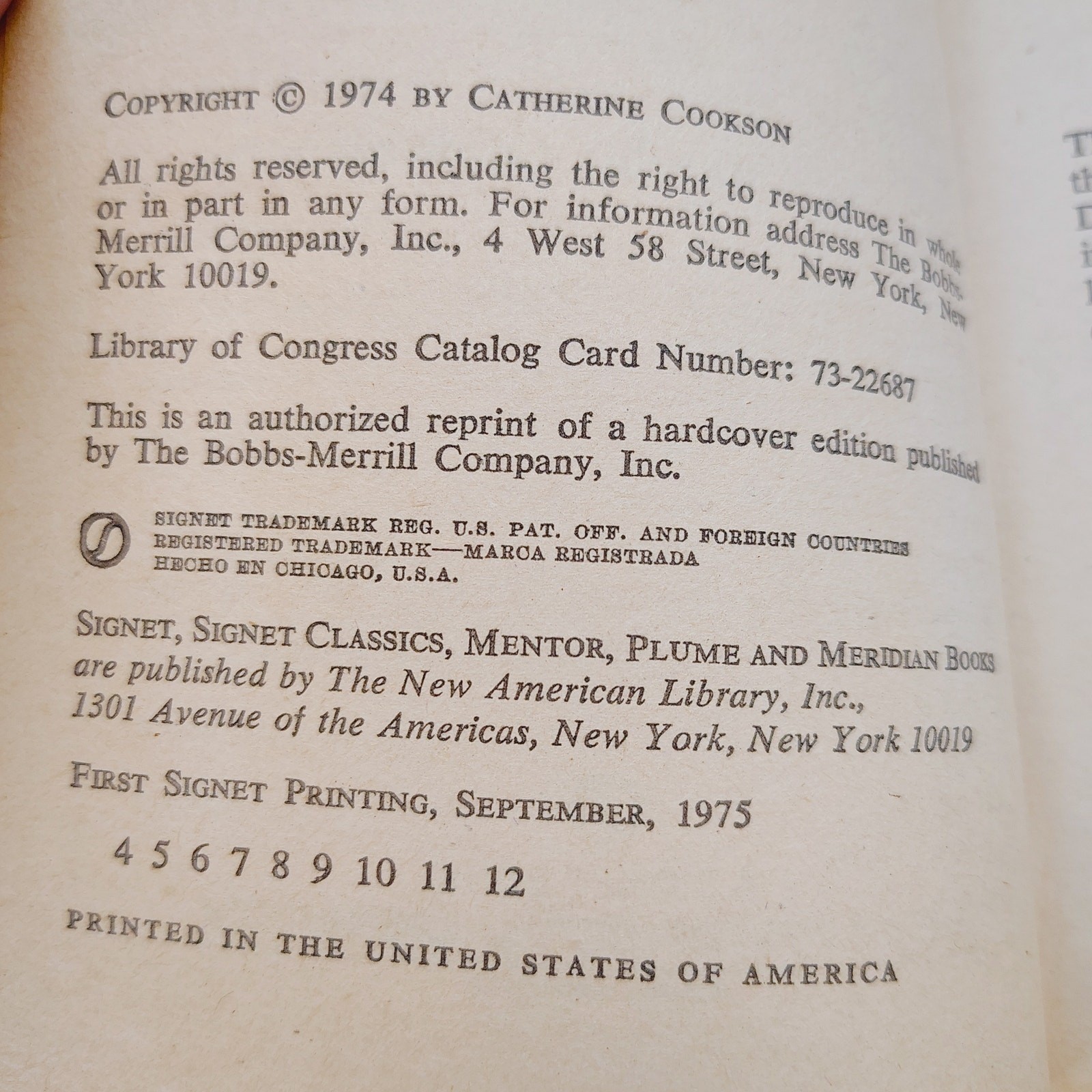 Our John Willie Catherine Cookson 1975 Vintage Paperback – Bookworm FLAW