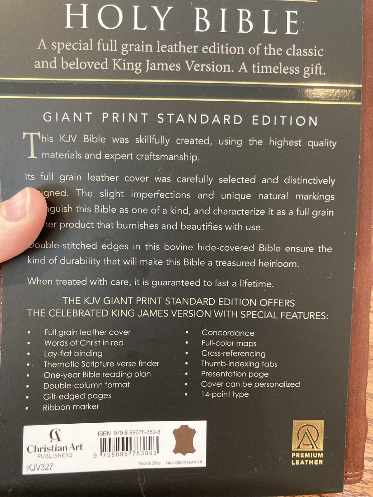 KJV Giant print Bible | Natural Genuine Leather | Thumb-Indexed | Red Letter