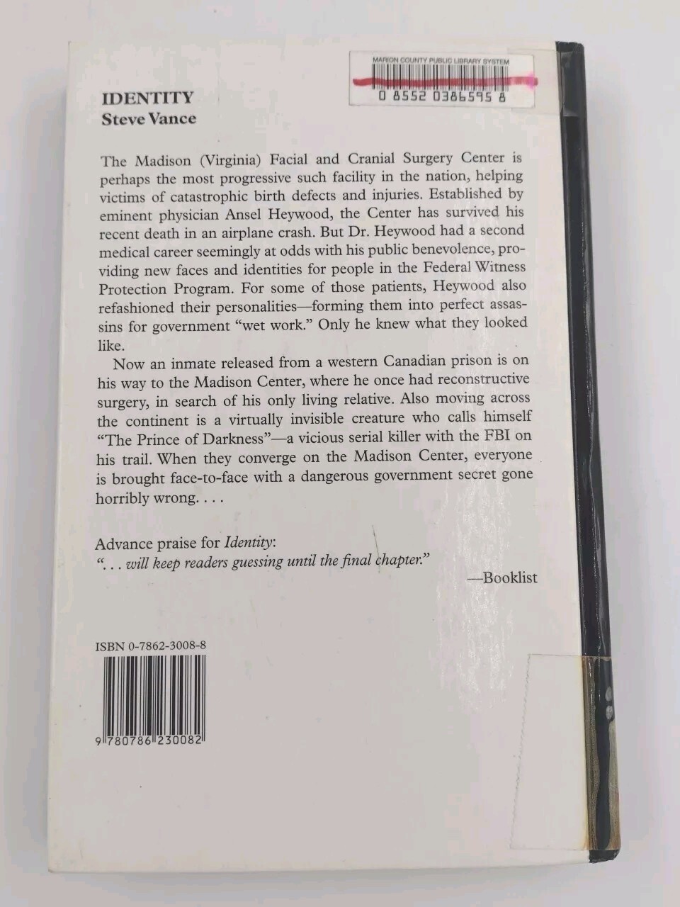 Identity By Steve Vance Hardcover Book 301 Pages 2001