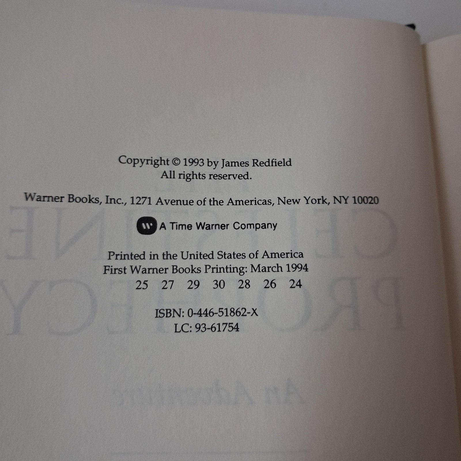Vintage 1994 Celestine Prophecy James Redfield Warner Blue HC DJ USA Spiritual