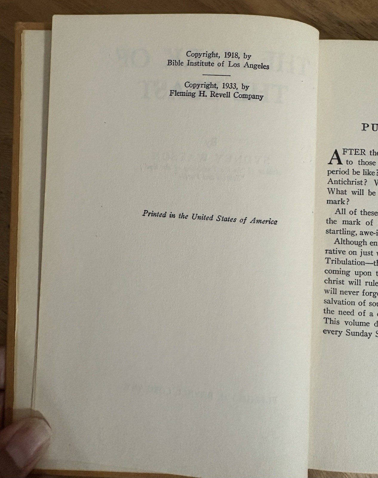 Vtg 1933 THE MARK OF THE BEAST Sydney Watson Hardcover Revell End Times Fiction