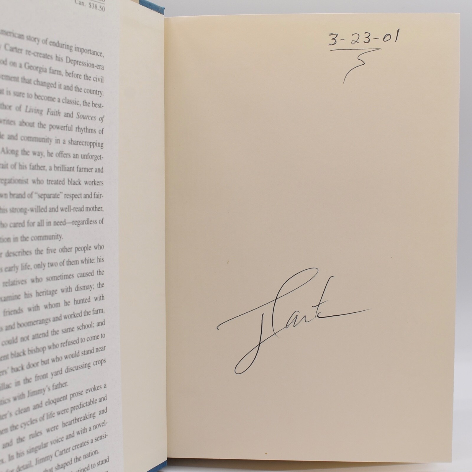 An Hour Before Daylight : Memories of a Rural Boyhood HC SIGNED by Jimmy Carter