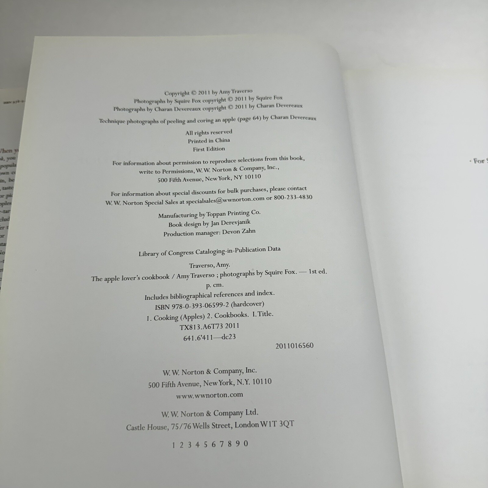 The Apple Lover’s Cookbook Amy Traverso Hardback Squire Fox 1st Printing Edition